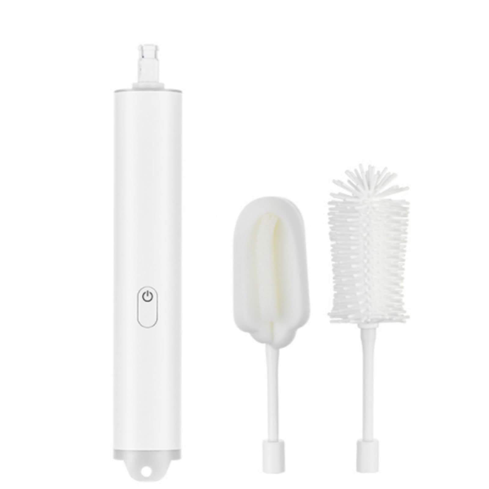 Long Handle Electric Cup Brush - Silicone Sponge Scrubber for Bottles, Mugs & Household Cleaning | Durable White Milk Bottle Brush for Easy Dishwashing & Kitchen Use