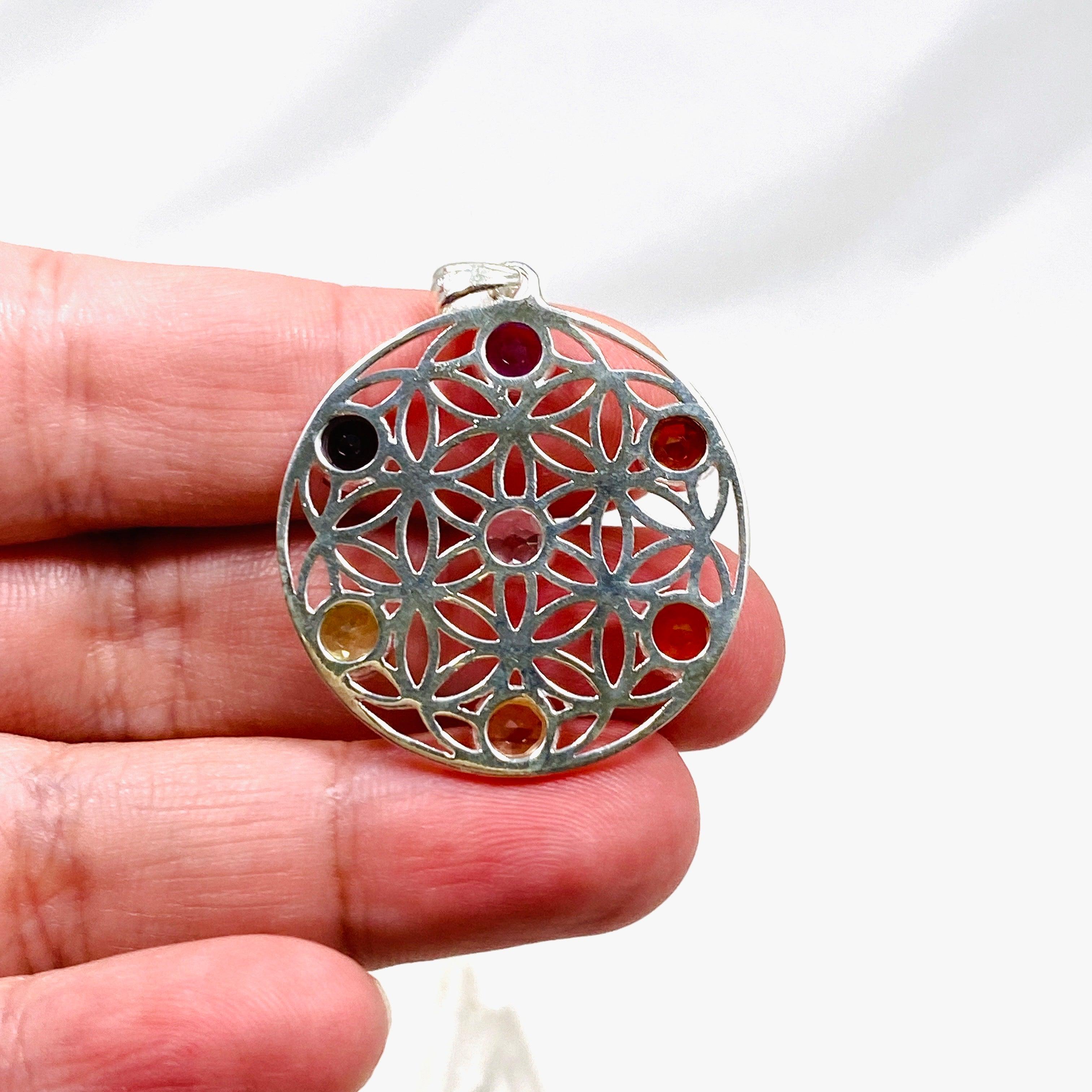 Chakra Mandala Pendant Necklace G2178 - Spiritual Healing Jewelry for Meditation, Yoga & Energy Balancing