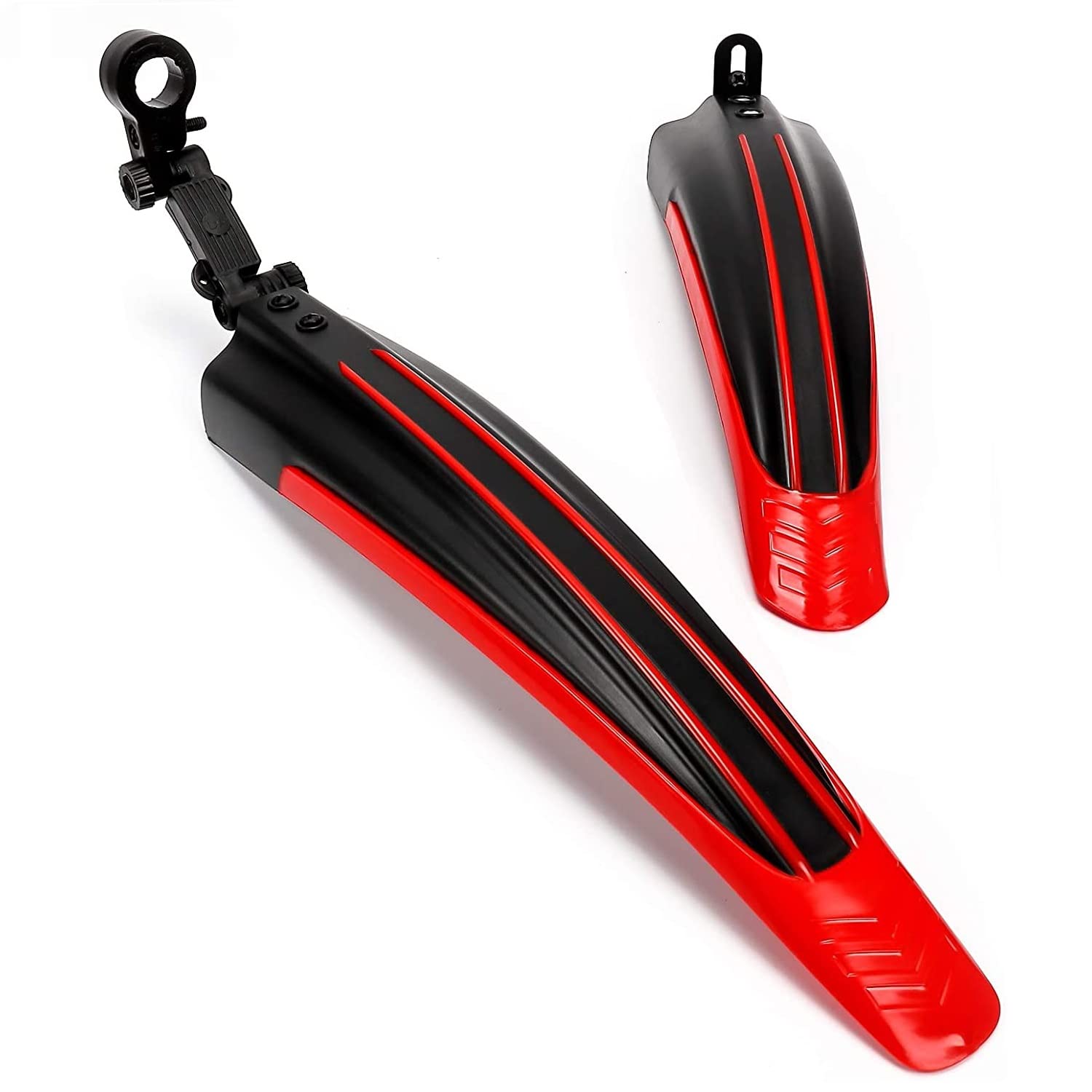 Adjustable Front & Rear Bike Mud Guards - Durable Mountain & Road Bicycle Fenders Set (Red) | Perfect for Wet Weather Cycling, Trail Riding & Commuting
