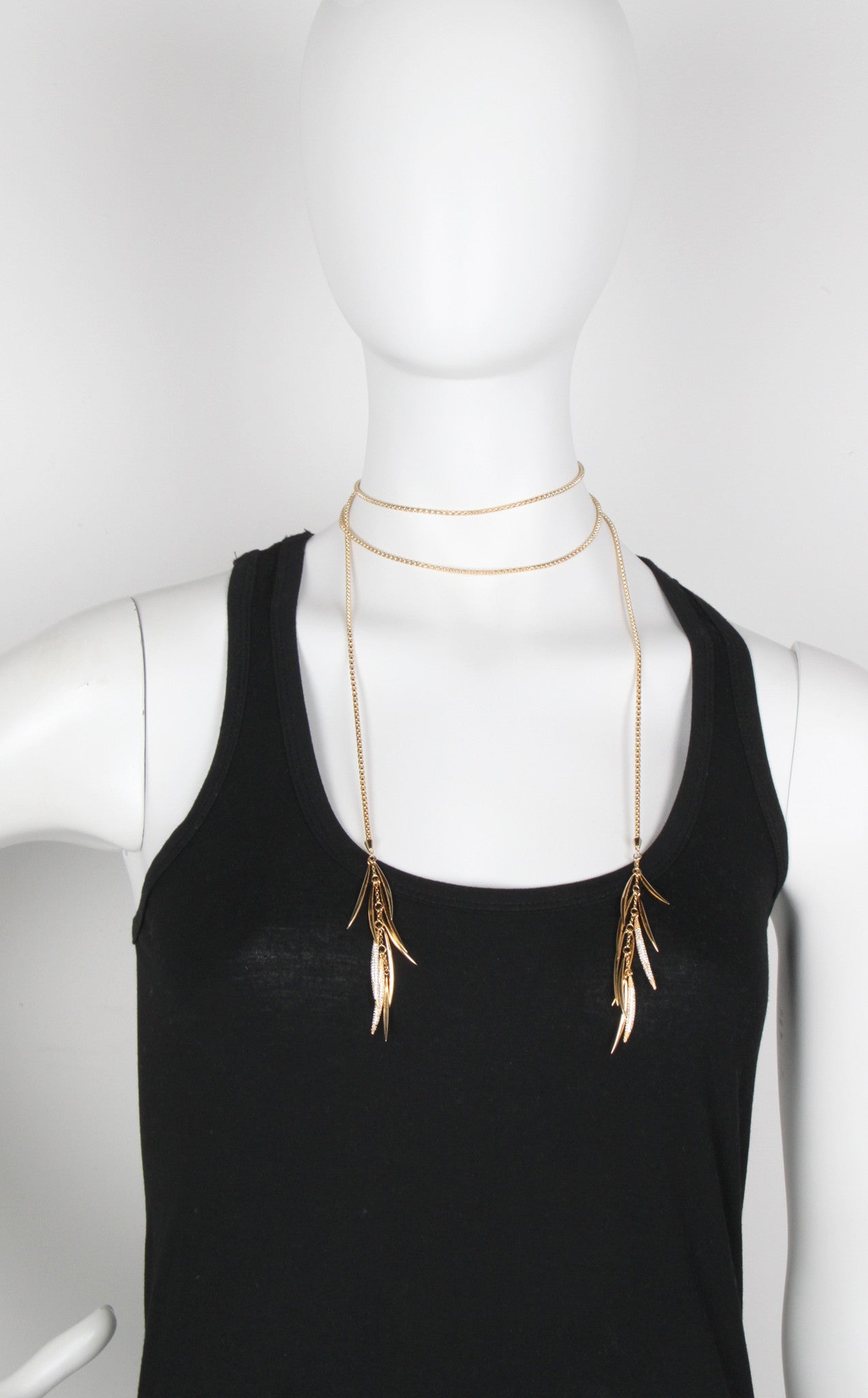 14K Gold Pave Prickle Lariat Necklace - Elegant Layering Chain for Women | Perfect for Date Night, Wedding & Special Occasions