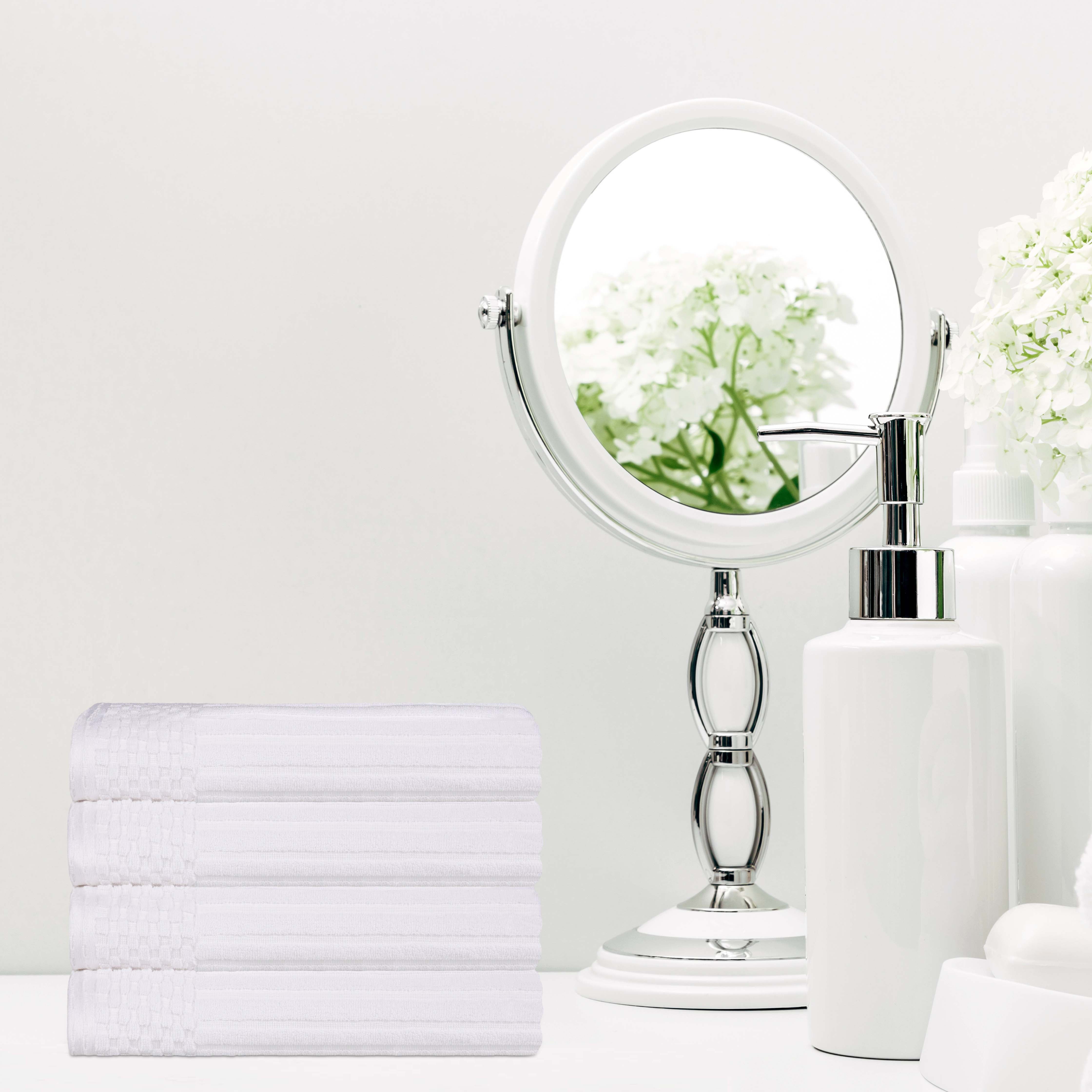 Premium Cotton Ribbed Textured Hand Towels - Ultra Absorbent 4-Piece Bath Towel Set for Kitchen, Bathroom & Gym - Soft Quick-Drying Guest Towels
