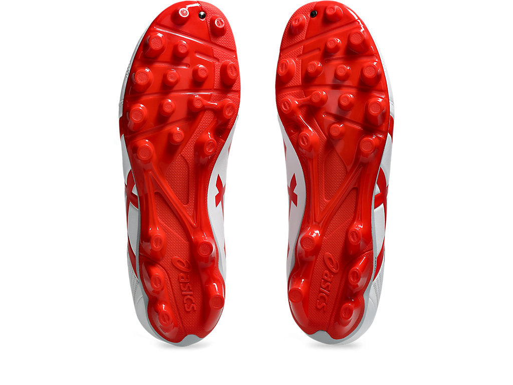 ASICS KID'S LETHAL FLASH IT 3 GS White/Red Soccer Cleats - Lightweight Youth Football Shoes for Boys & Girls - Perfect for Turf, Grass & Indoor Soccer Training & Matches