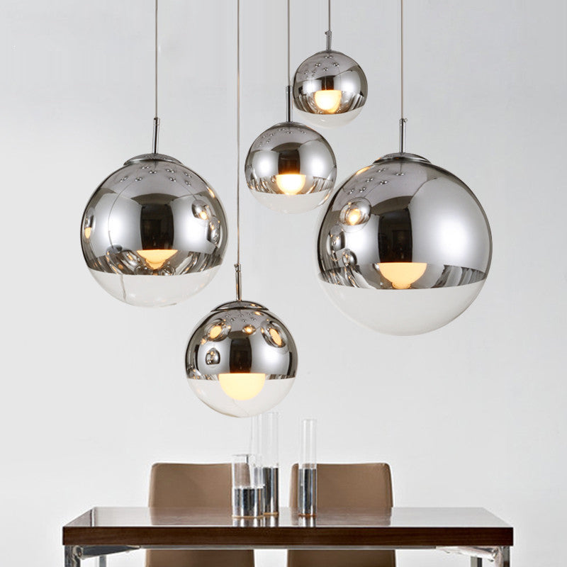 Chrome Mirror Ball Pendant Light - Modern Ceiling Hanging Lamp for Living Room, Bedroom & Dining Room Decor - Perfect for Home, Restaurant and Party Lighting