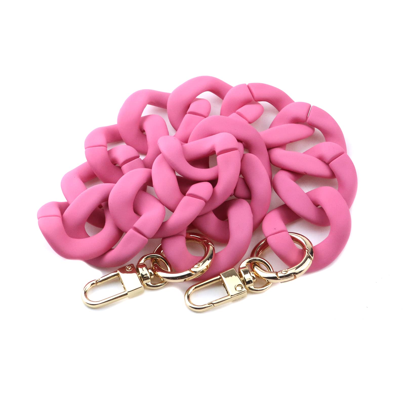 Acrylic Fishbone Handbag Chain Straps - Removable Purse Handle Replacement with Double Buckles for Shoulder & Crossbody Bags (Dark Pink, 45cm/17.72