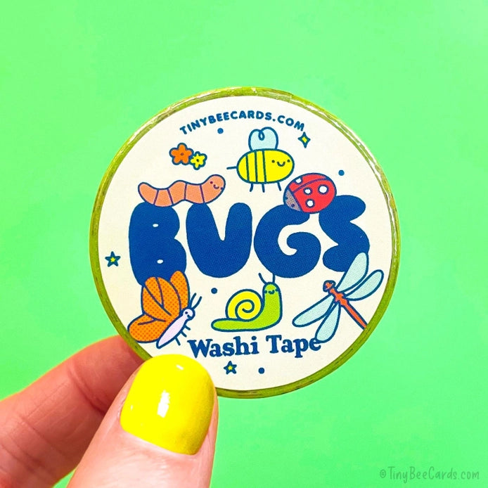 Bugs Washi Tape - Decorative Japanese Paper Tape for Scrapbooking, Journaling, DIY Crafts & Home Decor - Cute Insect Design Adhesive Tape for Bullet Journals, Gift Wrapping & Planner Stickers