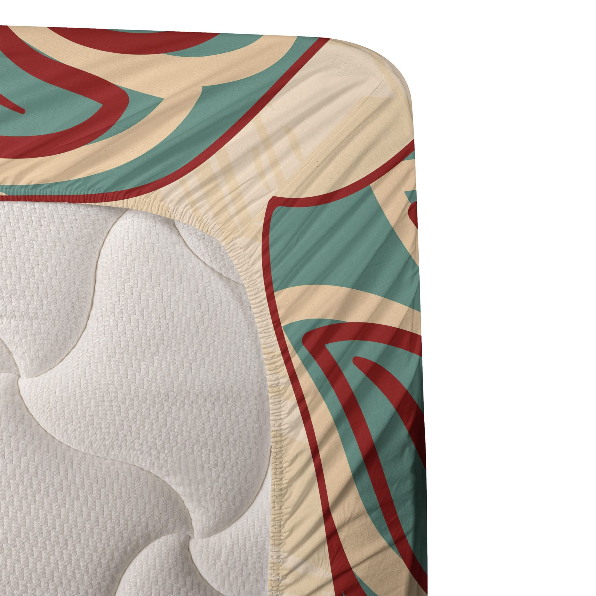 Ambesonne African Queen Bedding Set - 4 Piece King Size Sheet Set with Fitted Sheet, Flat Sheet & Pillowcases - Vibrant Peach Red Teal Tribal Portrait Design - Perfect for Master Bedroom, Guest Room & Boho Home Decor