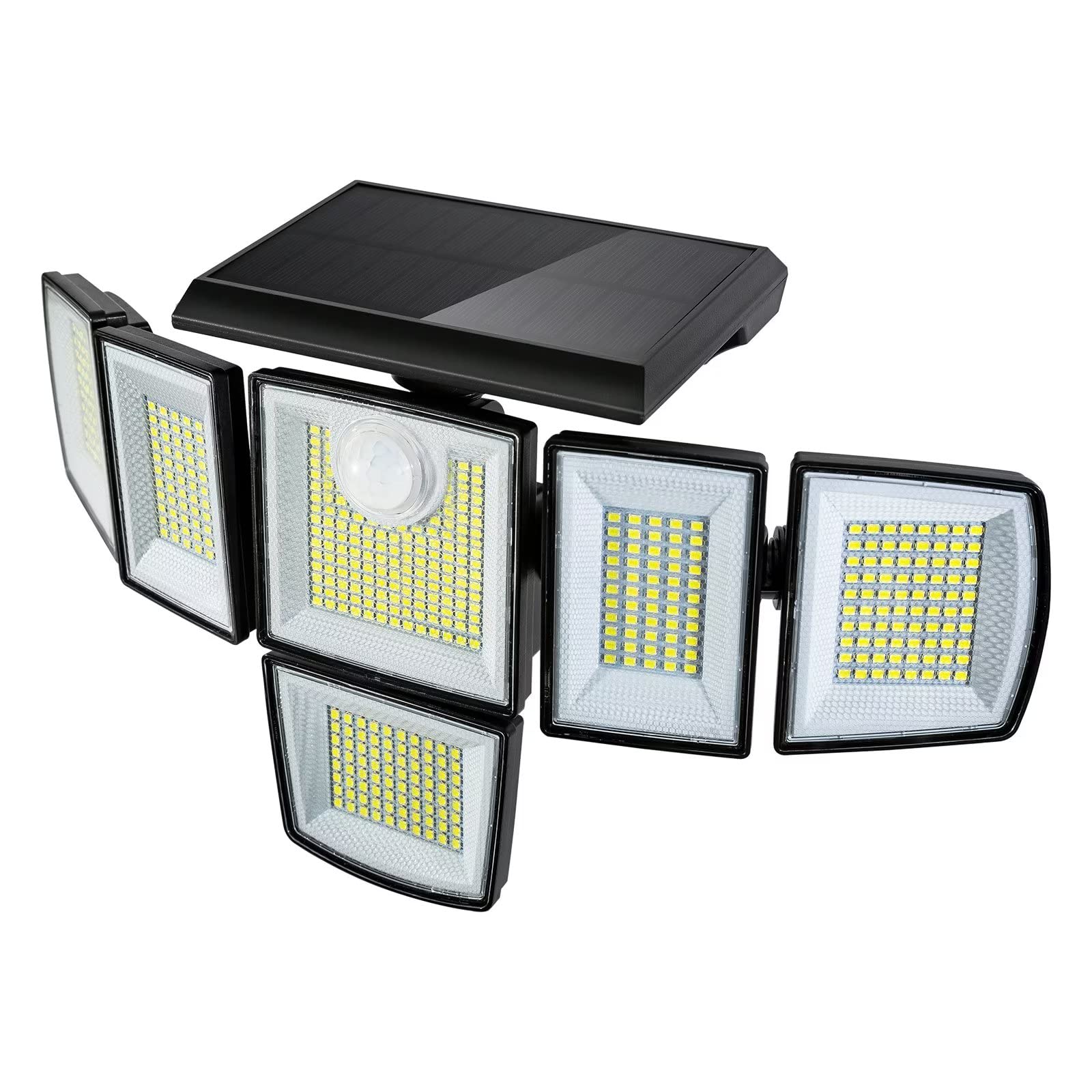 Dazzliteer Solar Powered Outdoor Security Lights with 496 LEDs, Motion Sensor, 6 Adjustable Heads & 320° Wide Angle - IP65 Waterproof Flood Light for Patio, Garden, Yard, Pathway (3 Lighting Modes, 1 Pack) - Perfect for Nighttime Safety and Landscape Illumination