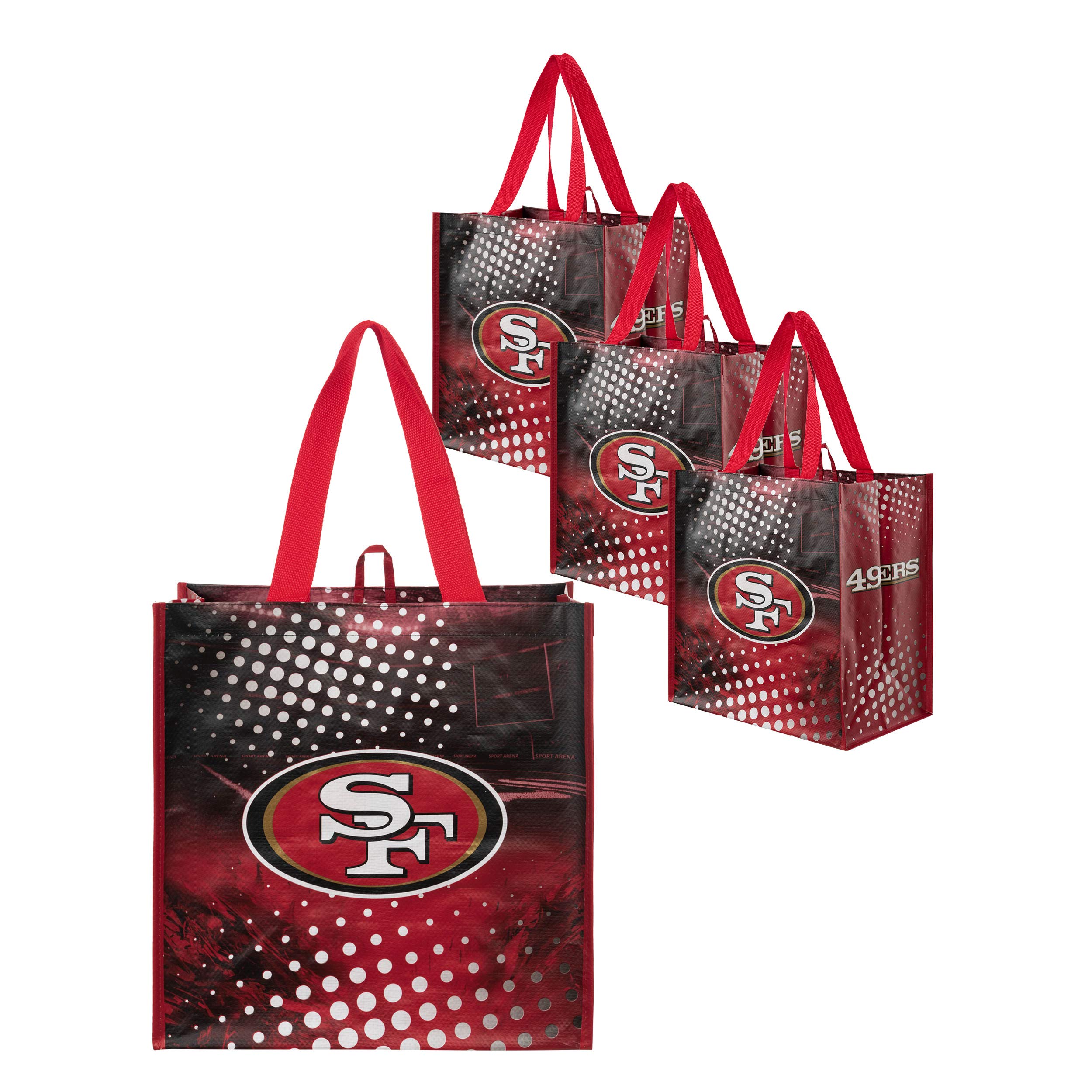 FOCO NFL Team Logo Reusable Grocery Shopping Tote Bags - Eco-Friendly Foldable Grocery Bags for Football Fans, Grocery Shopping, Beach & Picnic Use