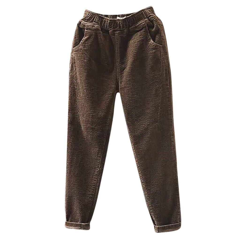 2024 Trendy Women's Wide Leg Corduroy Pants with Pockets - Elastic Waist Lounge Pants for Work, Casual & Home - Soft Comfortable Harem Trousers for Everyday Wear, Office & Relaxation