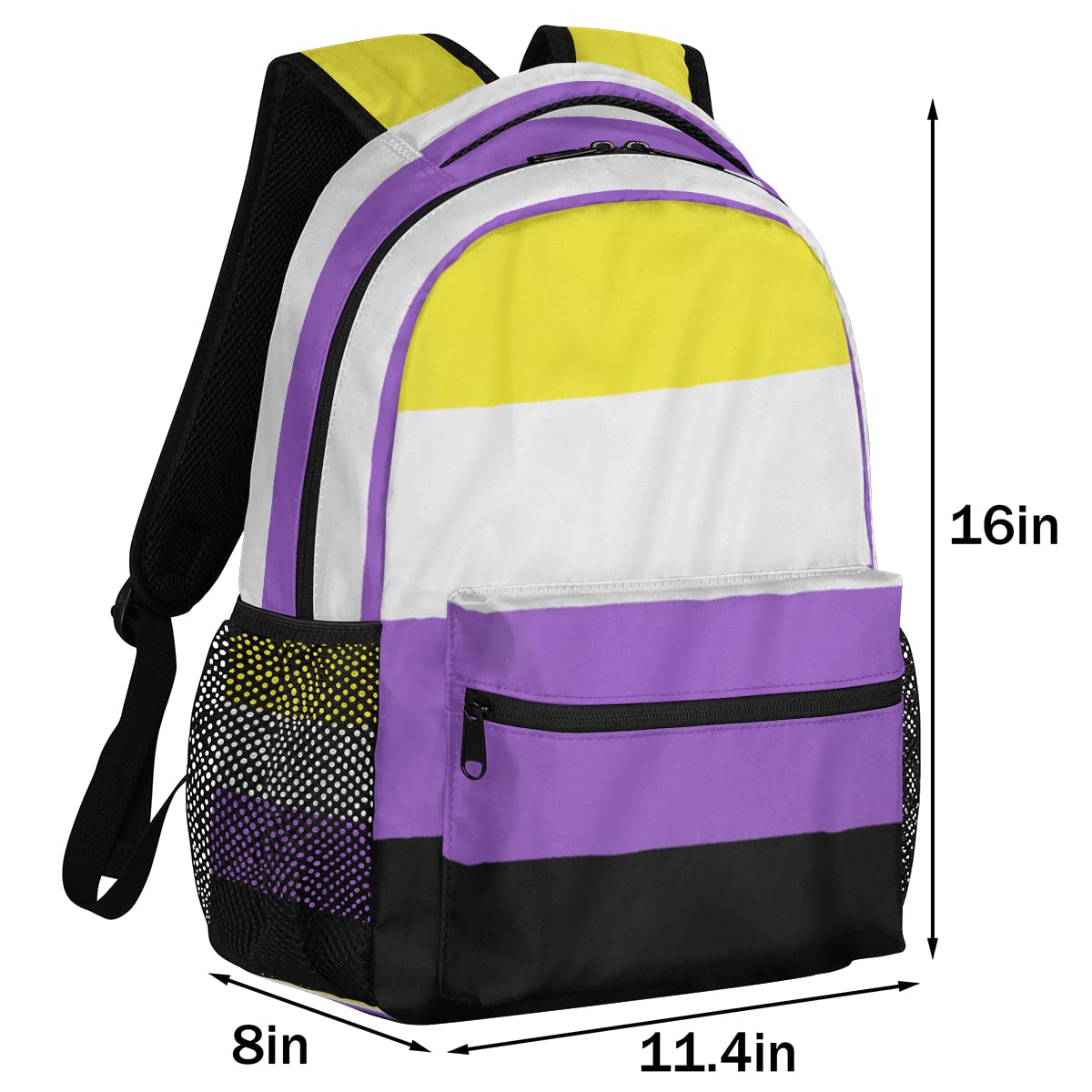 Non-Binary Pride Flag Backpack - Waterproof Laptop Backpack for Travel & School with Adjustable Shoulder Straps | LGBTQ+ Pride Gear for College, Work & Daily Commute