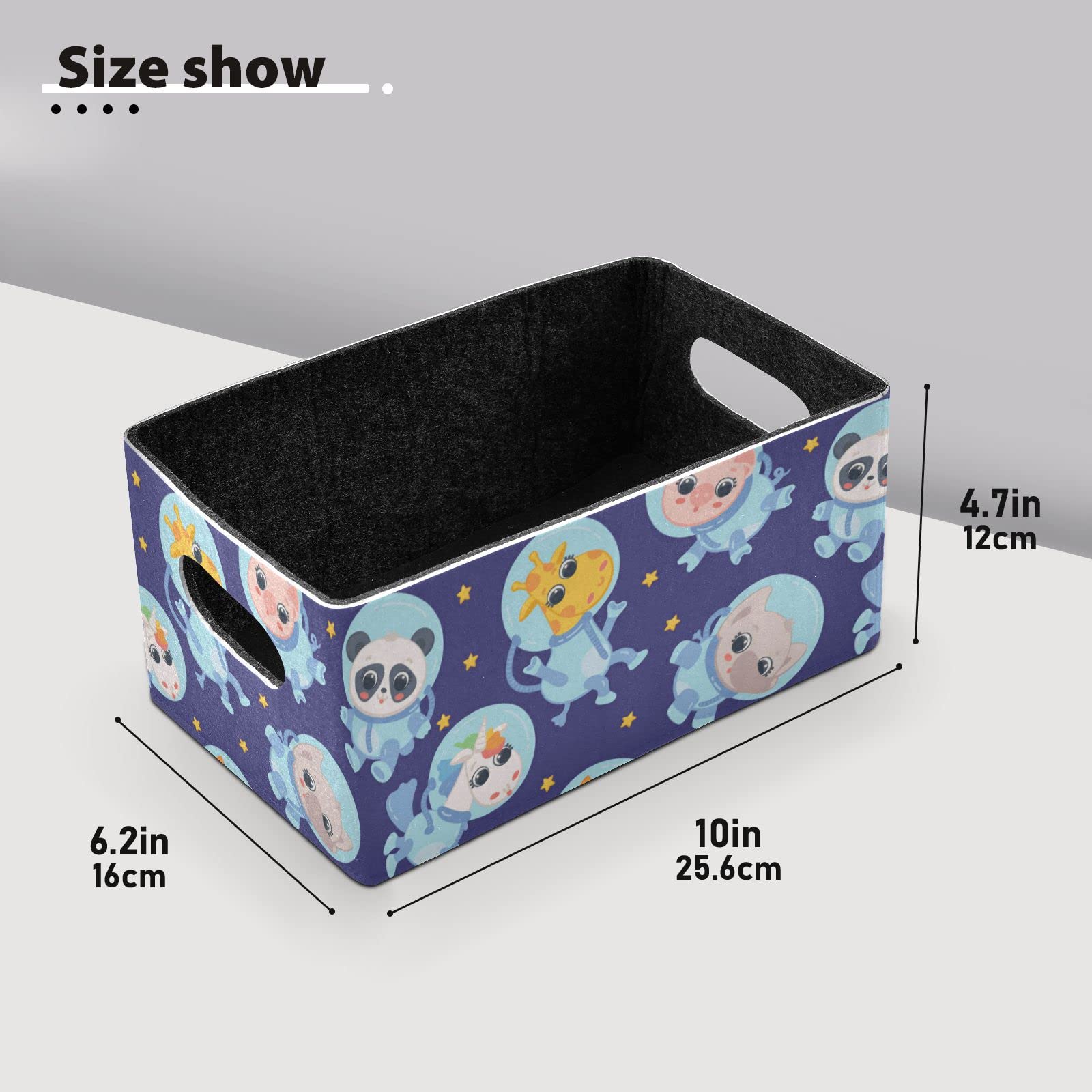 Animal Astronauts Galaxy Storage Basket - Collapsible Felt Storage Bin & Hamper for Toys, Playroom, Kids Room Organization | Space-Themed Nursery Decor & Children's Closet Organizer