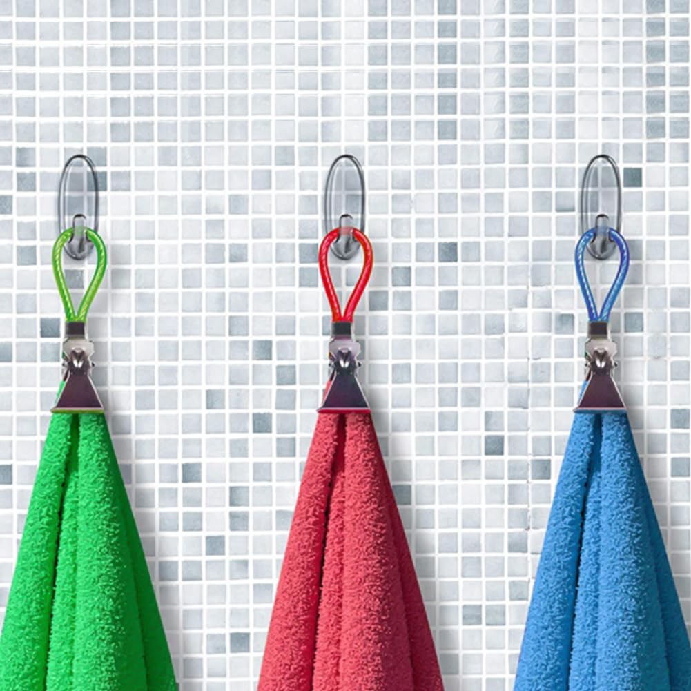 30-Pack Multipurpose Towel Clips for Kitchen & Bathroom - Strong Hanging Hooks with Loop for Tea Towels, Dishcloths, and Home Storage - Perfect for Organizing Cabinets, Shelves, and Laundry Rooms
