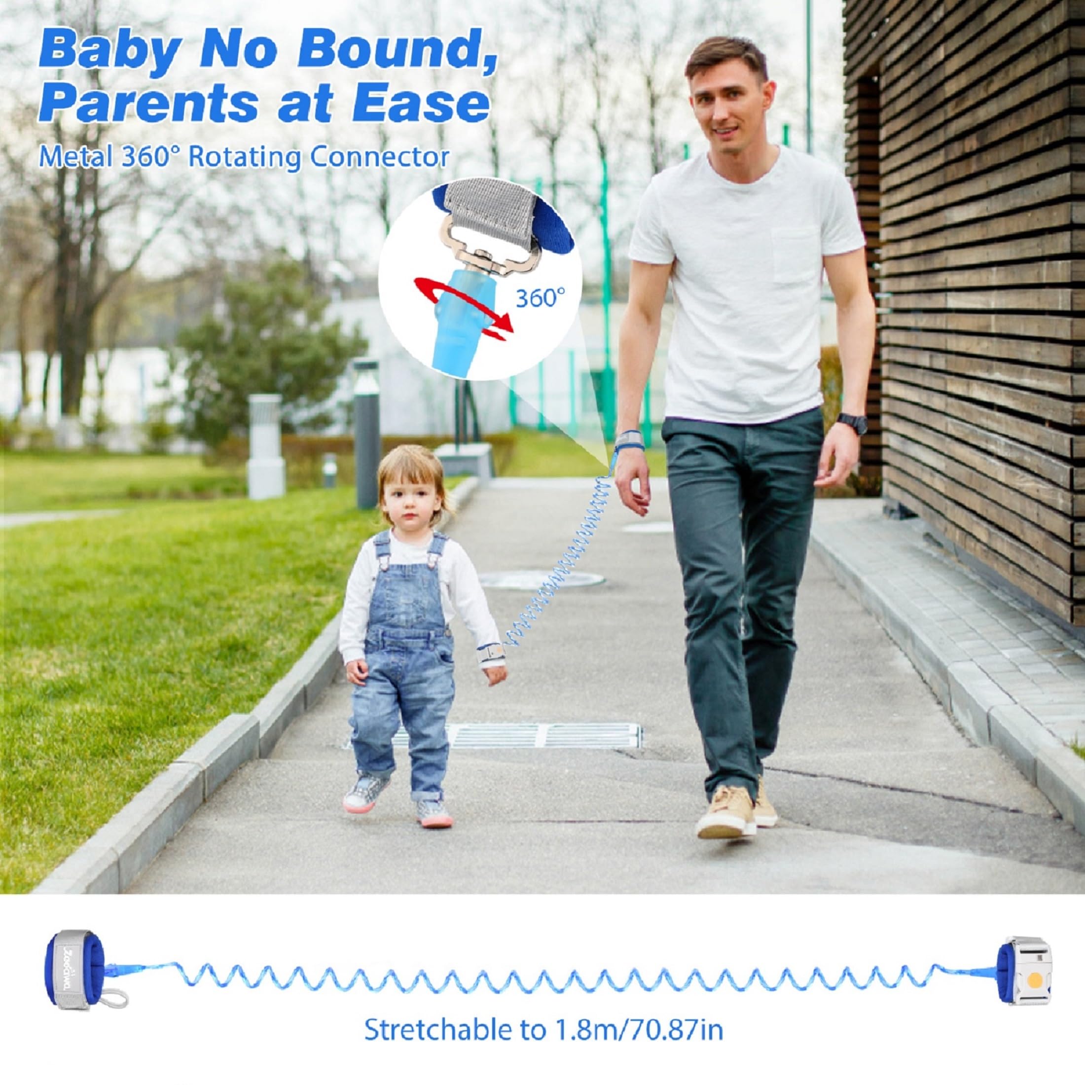 **Zooawa Toddler Leash Harness - Anti-Lost Wrist Strap with Magnetic Lock & Reflective Safety Band for Kids 2-4 Years (Blue) - Perfect for Outdoor Walks, Travel & Crowded Places**