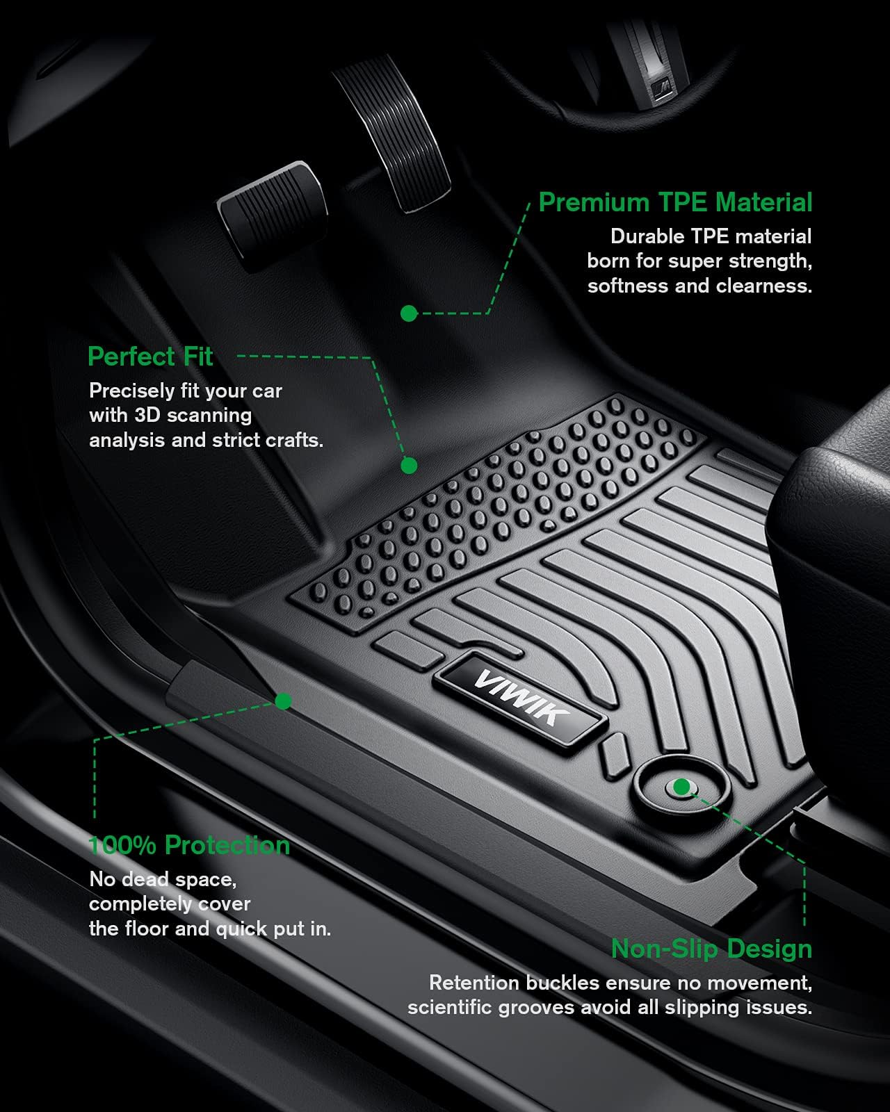 Premium All-Weather Floor Mats for Toyota Camry 2018-2024 (Excluding Hybrid) - Custom Fit Front & Rear Car Floor Liners, Odorless Non-Slip Protection - Perfect for Daily Commutes, Road Trips & Winter Driving