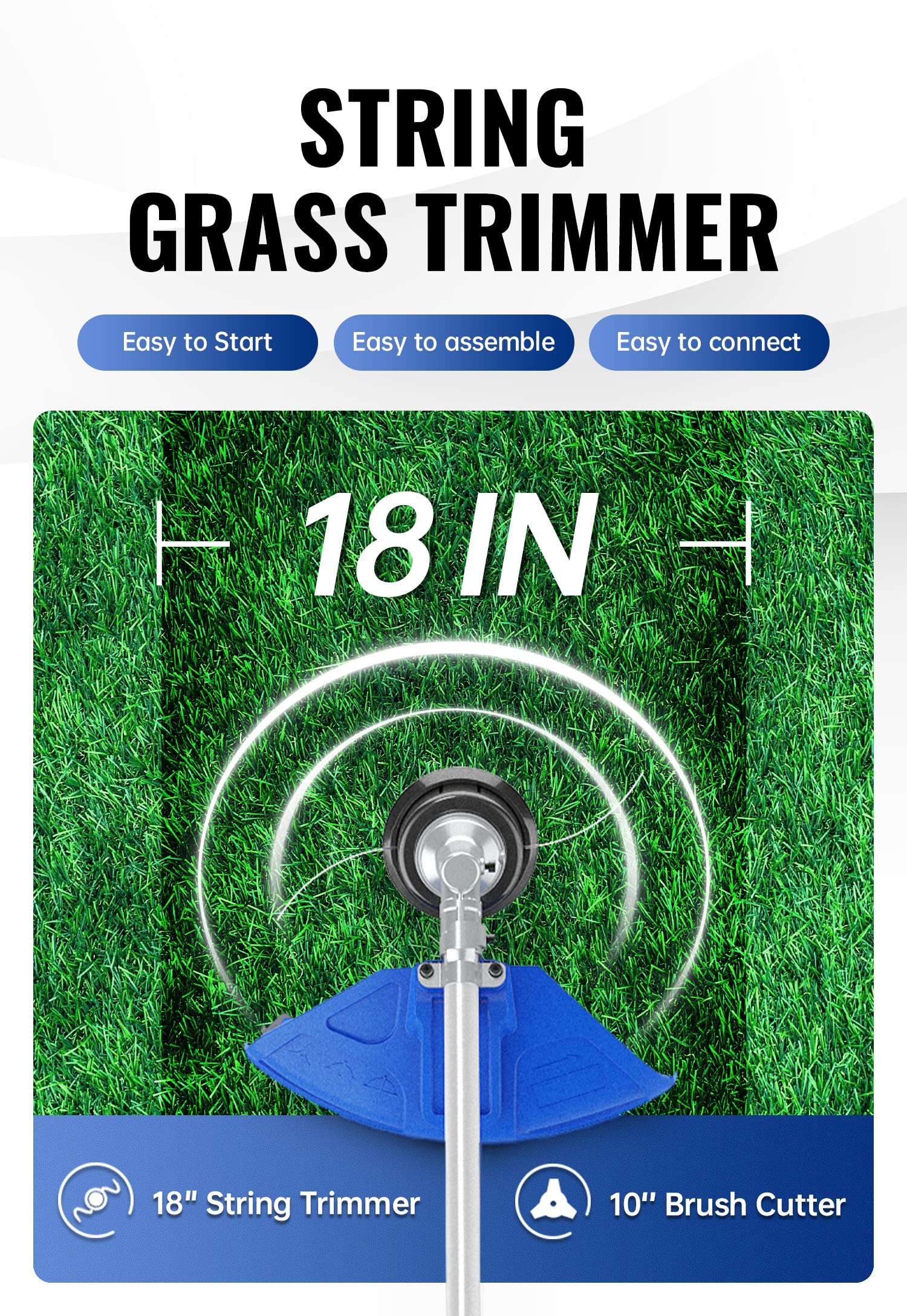 52cc Gas Powered Weed Wacker - 3-in-1 String Trimmer, Lawn Edger & 10