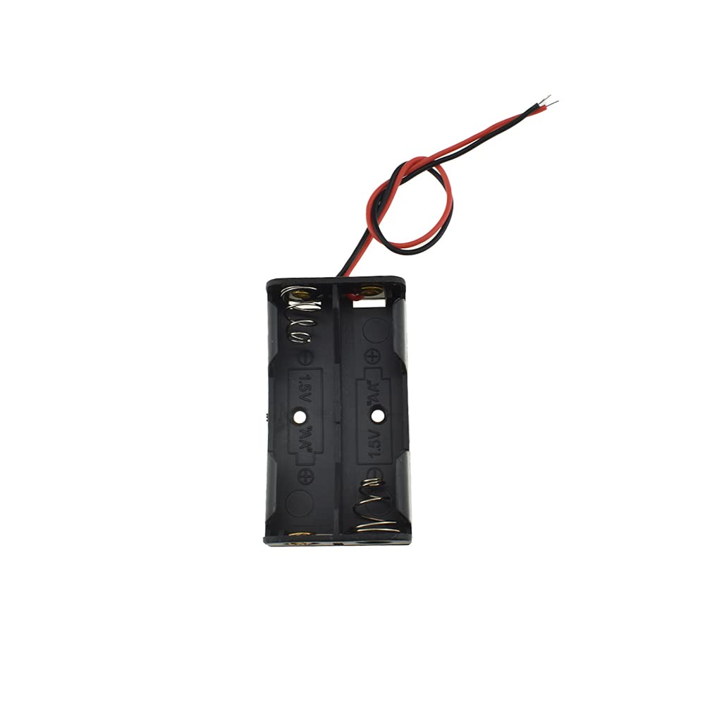 Hahiyo 3V AA Battery Holder with Wires - 8 Pack Black Plastic Case, Flexible Spring Contacts for Easy Installation - Perfect for Wall Clocks, Ham Radios, Kids Toys & DIY Electronics Projects