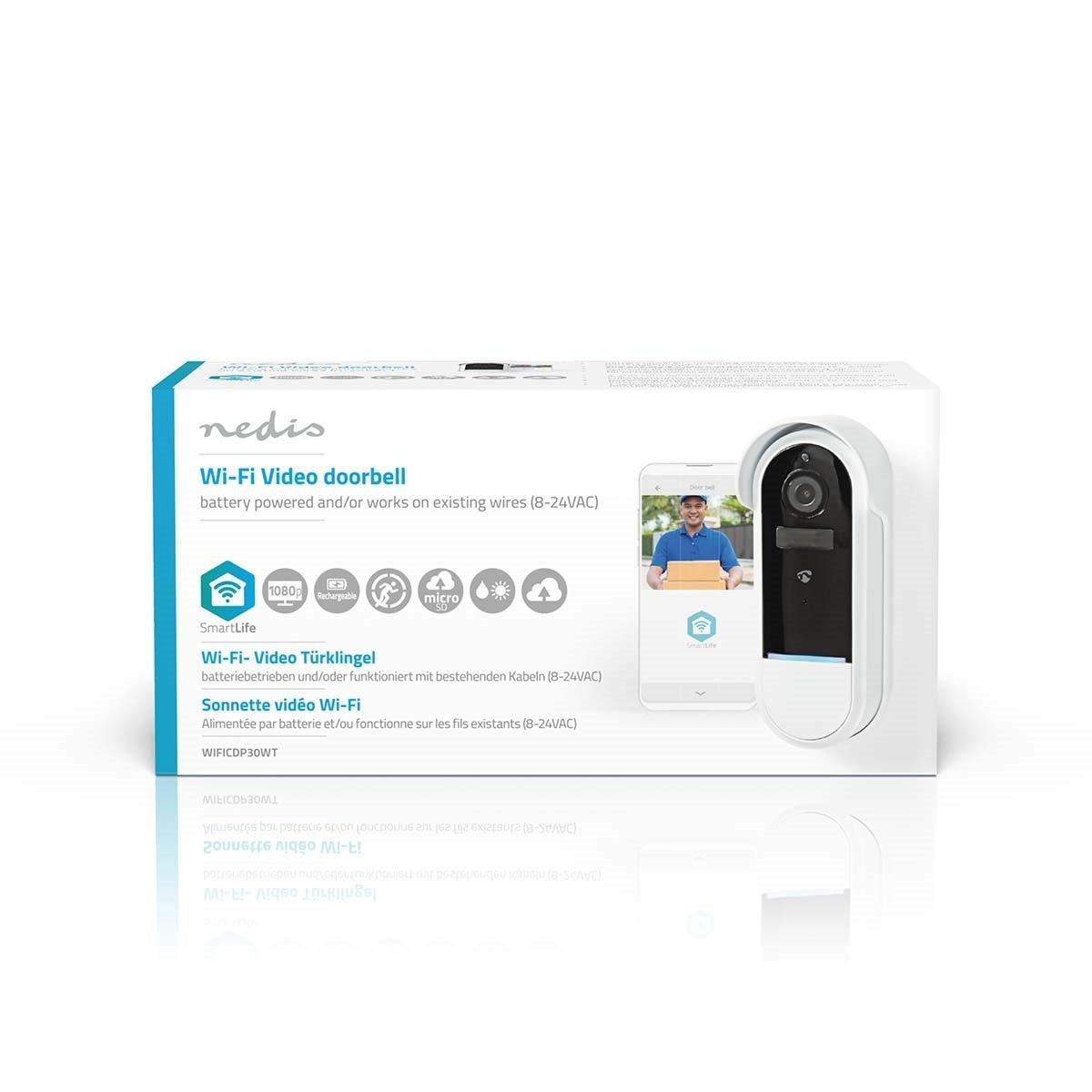 SmartLife Video Doorbell with Wi-Fi, Battery & Transformer Powered, Full HD 1080p for Android - Monitor Your Home Security Day & Night