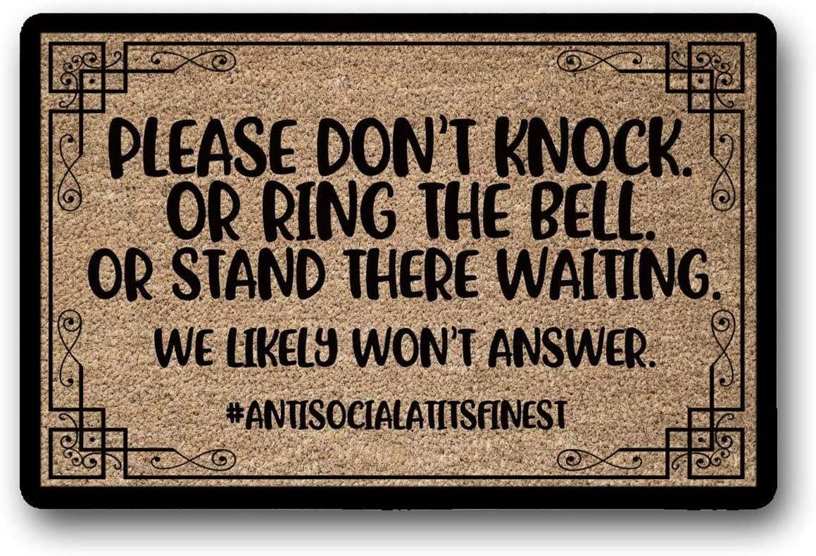 DOOGSCCKV Funny Welcome Doormat - 'Please Don't Knock' Humorous Door Mat 23x15 Inches - Perfect for Front Door, Porch, and Home Entrance Decor