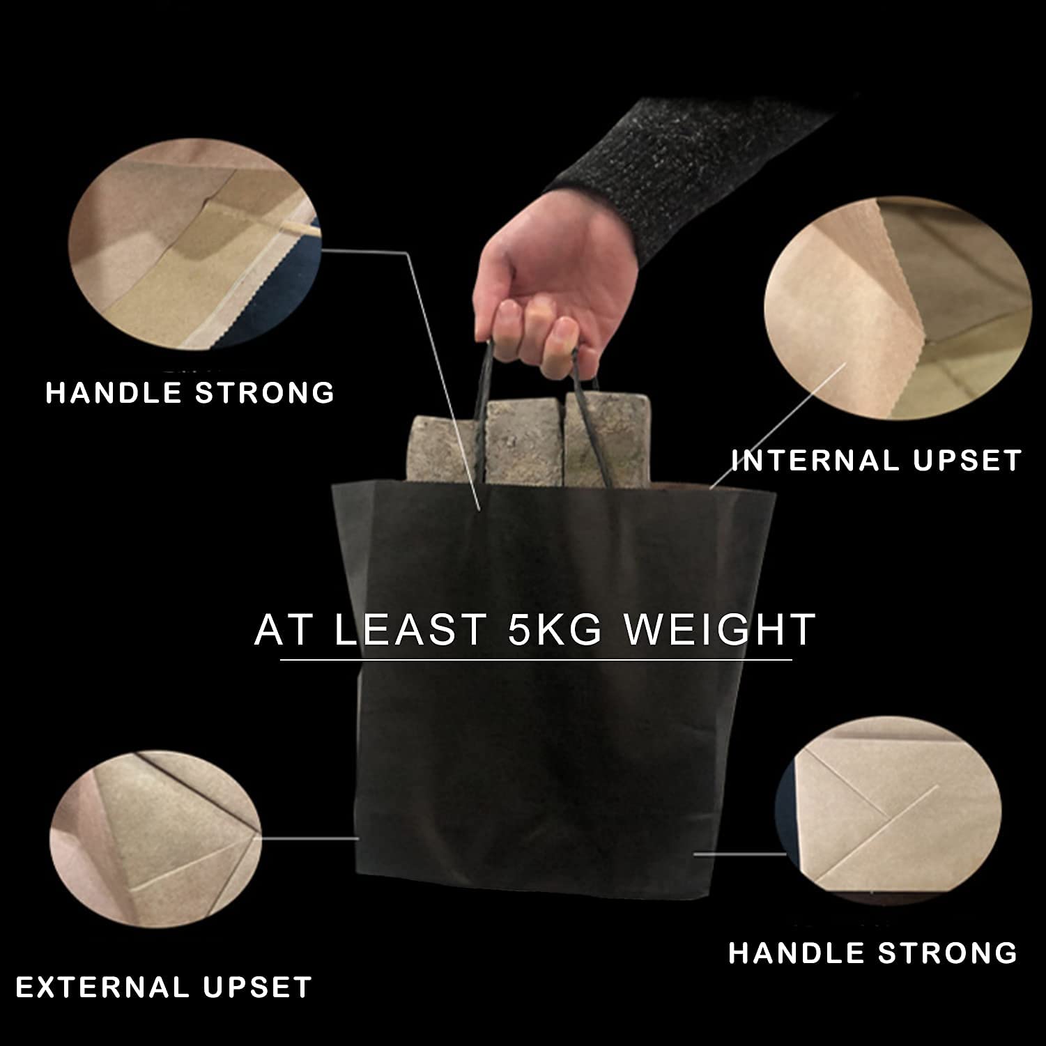 Eco-Friendly Custom Printed Kraft Paper Bags - 5.91x3.15x8.27 Inch (100 Pcs) - Reusable Shopping Bags, Merchandise Bags, Party Favors & Gift Bags for Retail Stores, Weddings, Supermarkets & Eco-Conscious Packaging
