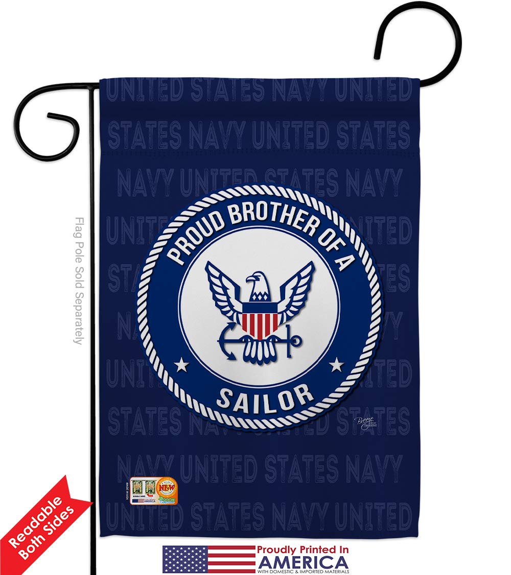 Premium Double-Sided Navy Proud Brother Sailor Garden House Flag Kit - USN Seabee Military Veteran Yard Banner (28x40 Inch) Made in USA - Perfect for Armed Forces Appreciation, Patriotic Home Decor & Veteran Retirement Gifts