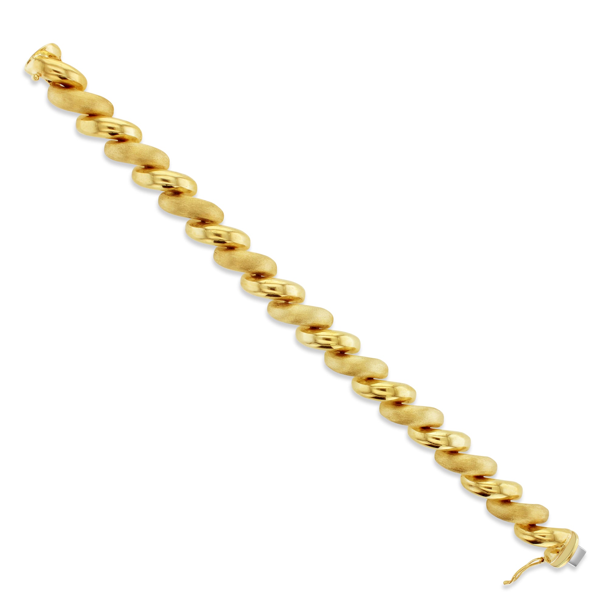 11MM San Marco Gold Link Chain Bracelet with Mixed Finish - Elegant Jewelry for Women, Perfect for Parties, Weddings & Everyday Wear