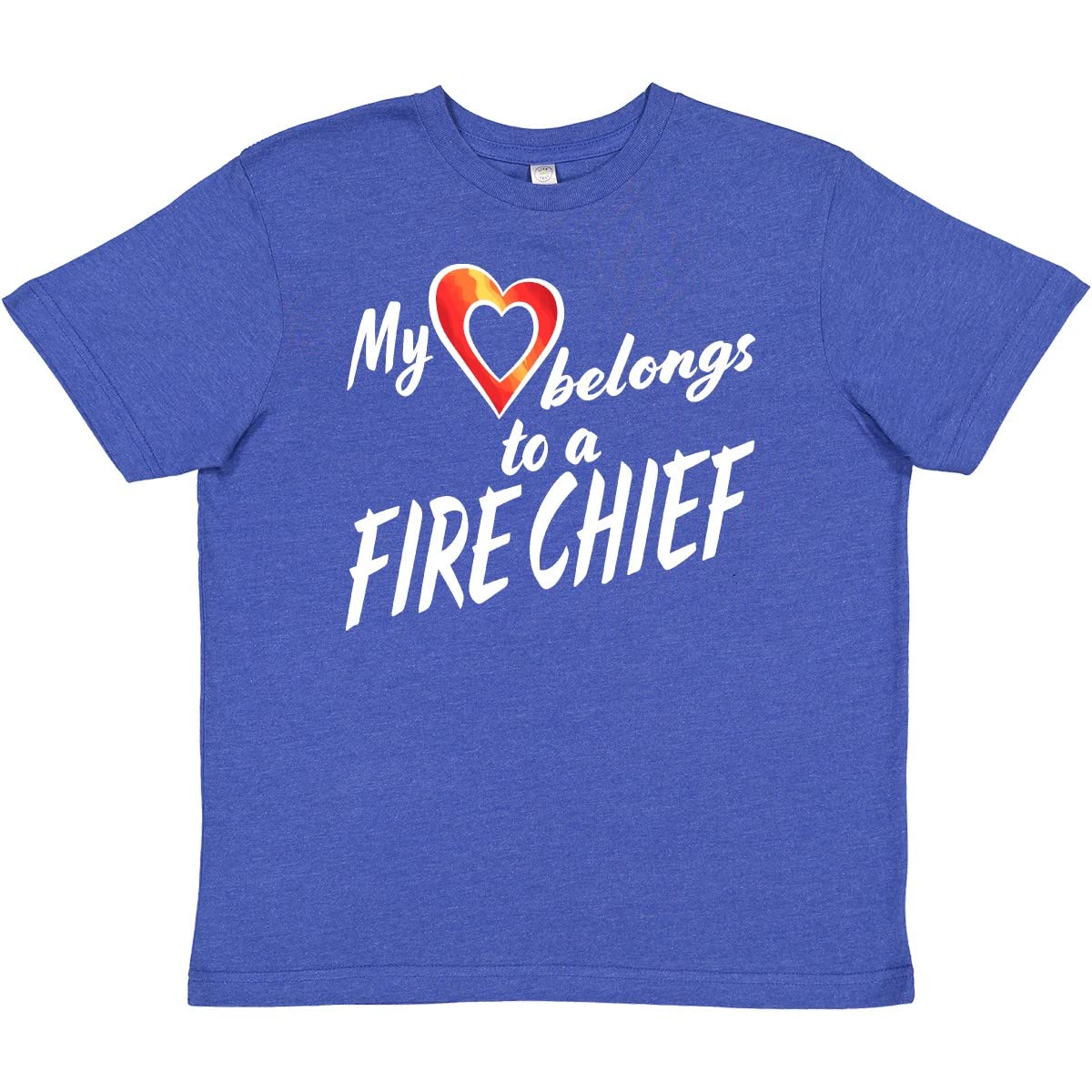 inktastic My Heart Belongs to a Fire Chief T-Shirt with Red Heart - Perfect for Firefighter Appreciation, Gifts & Casual Wear
