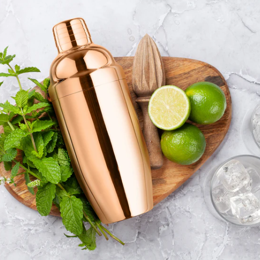 Premium Double Wall Stainless Steel Cocktail Shaker with Copper Finish - Professional Bar Mixing Tool for Home Bartenders & Cocktail Enthusiasts - Perfect for Mojitos, Martinis & Whiskey Sours