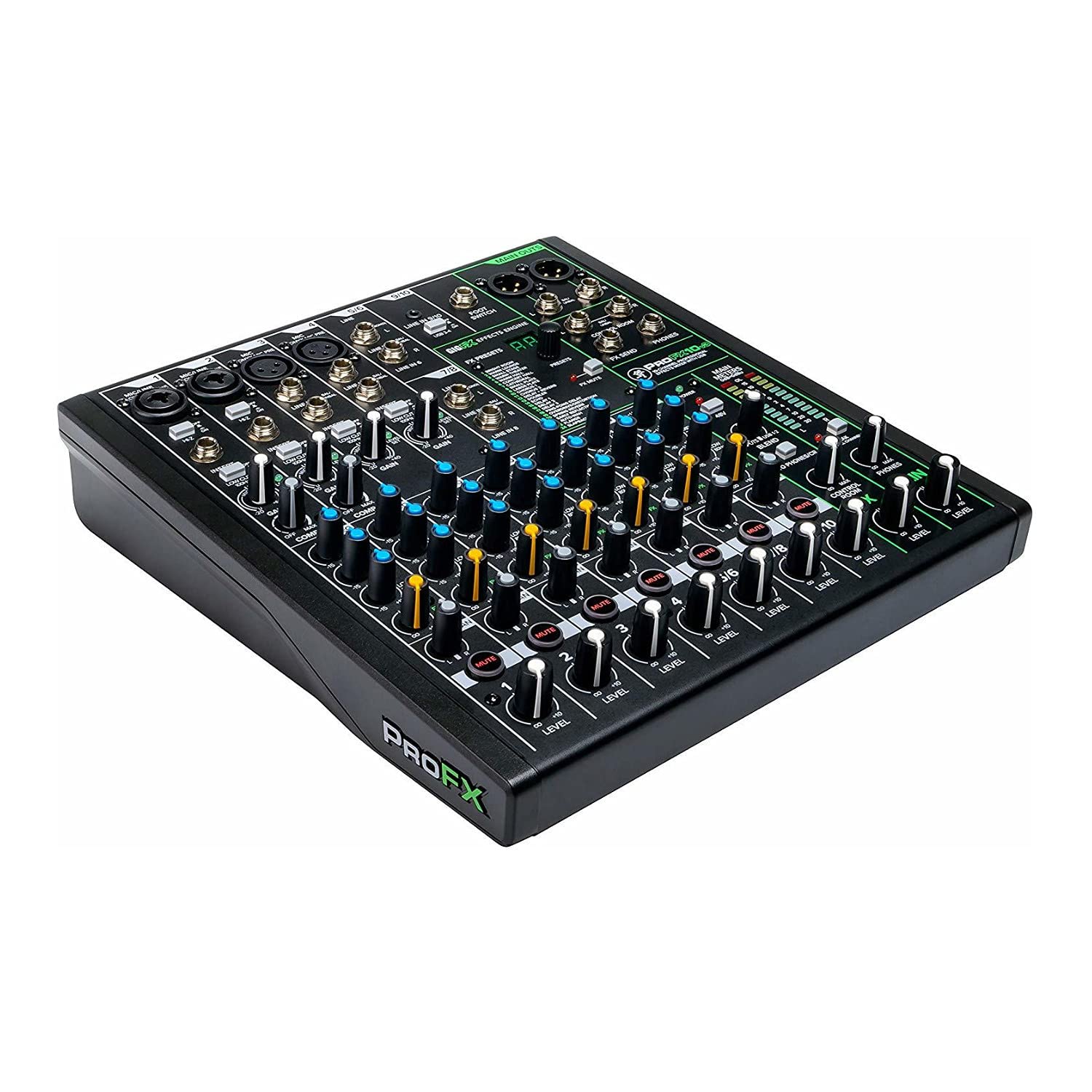 Mackie ProFX10v3 10-Channel USB Mixer with Effects - Unpowered Audio Mixer Bundle with TX-100 Studio Headphones, TRS & XLR Cables (6-Piece Set) for Live Sound, Podcasting & Home Recording
