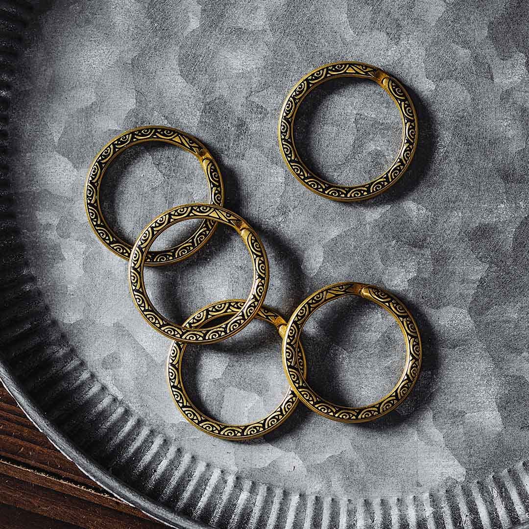 Brass Snake Keychain 5pcs - 32mm Key Rings for Home, Car & Office Keys