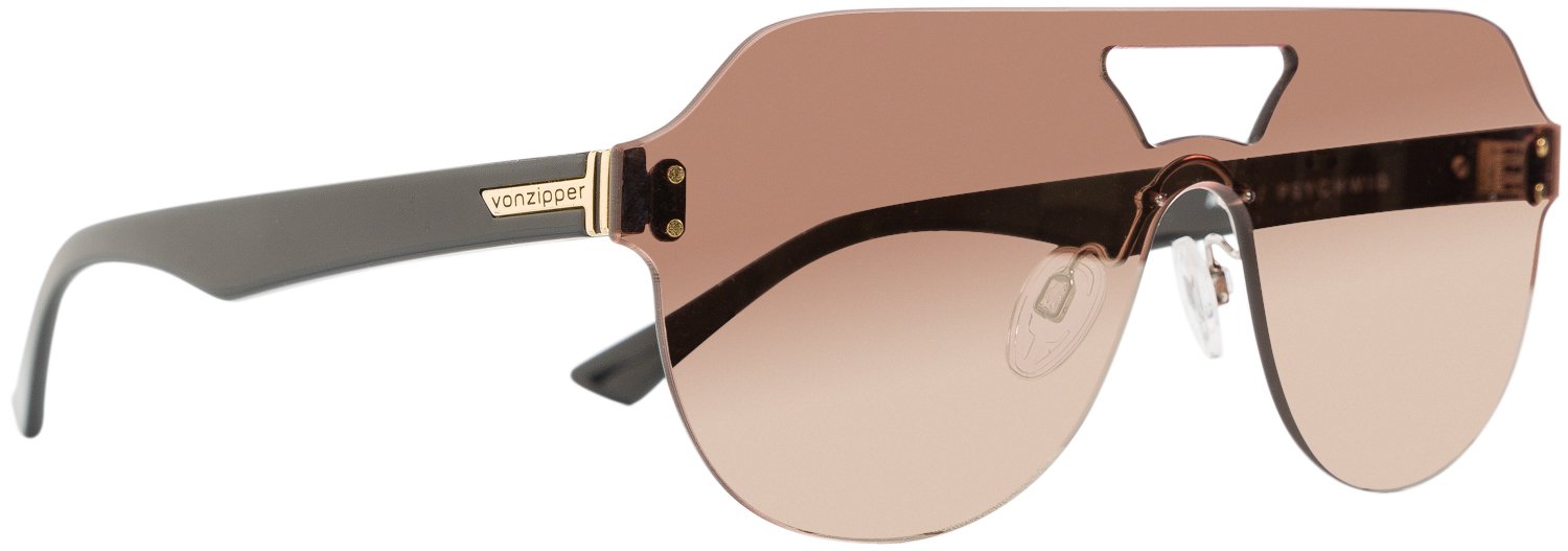 Von Zipper Alt Psychwig Sunglasses - Black Gloss/Flash Gold Lens - Polarized UV Protection for Beach, Driving & Outdoor Activities