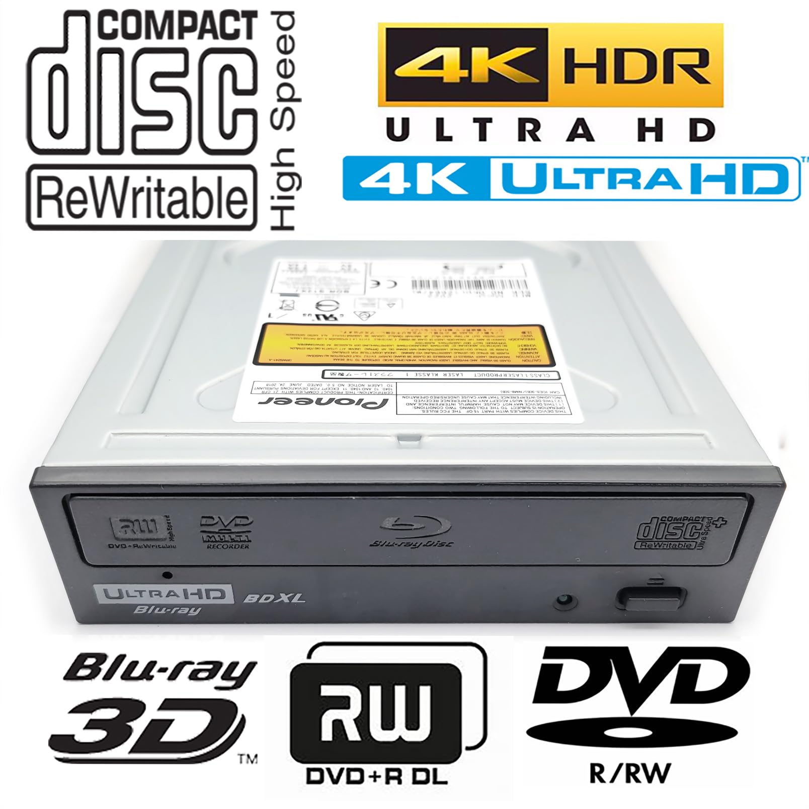 Internal 4K Ultra HD 3D Blu-ray DVD Player with 16X BD-RE DL Burner - BDXL 100GB/128GB Disc Support - Compatible with Dell, HP, Acer, Lenovo, MSI Windows 10/11 Desktop PCs - Silver | Perfect for Home Theater, Media Centers & PC Gaming Setups