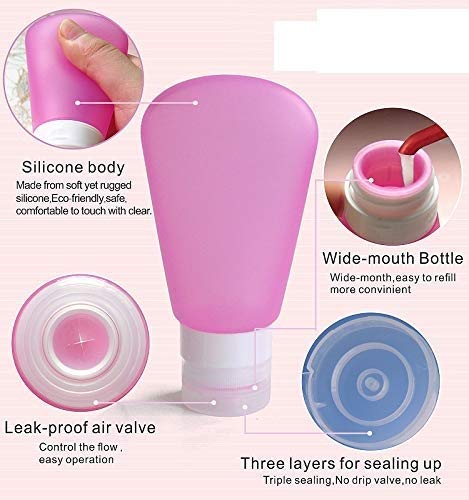 Crownish 90ml Silicone Travel Bottles - Leak Proof Portable Empty Mini Containers for Shampoo, Lotion, Cosmetic, Shower Gel & Liquid Soap - Perfect for Toiletries, Air Travel & Gym Essentials (Pack of 1)