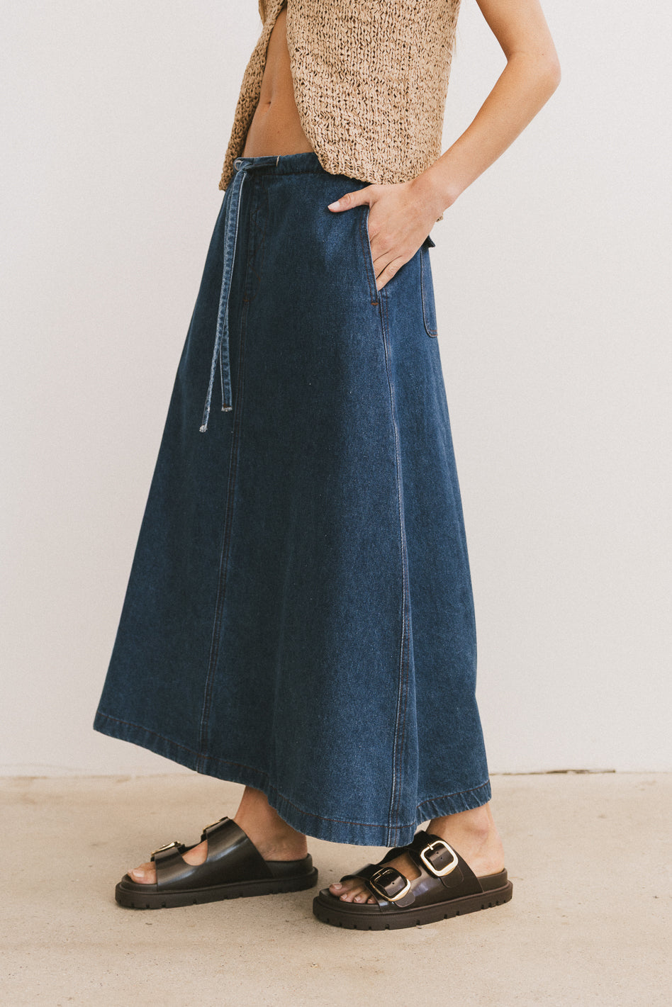 Arlo Denim Maxi Skirt for Women - High Waisted Long Denim Skirt with Side Slits | Perfect for Casual Outings, Beach Wear & Boho Fashion