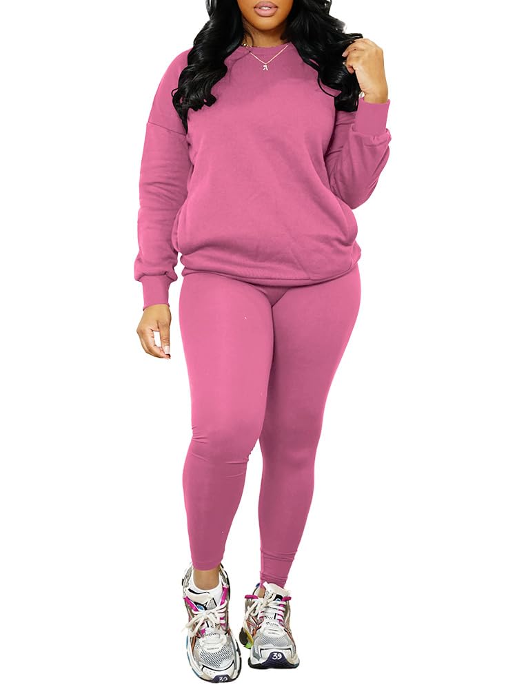 Nimsruc Women's 2-Piece Sweatsuit Set - Long Sleeve Pullover & Jogger Pants with Pockets | Casual Loungewear for Home, Gym, and Everyday Wear