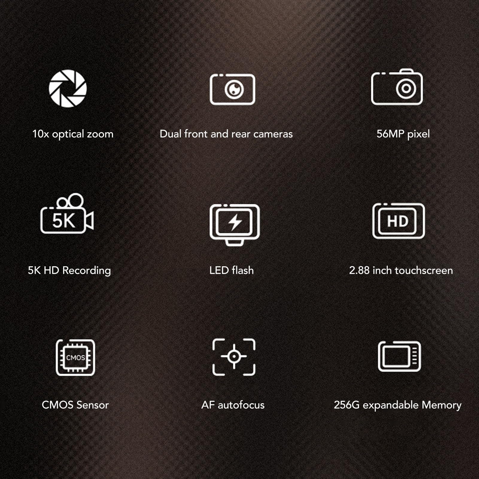 5K Digital Camera with 10x Zoom & Anti-Shake for Vlogging & Travel Photography