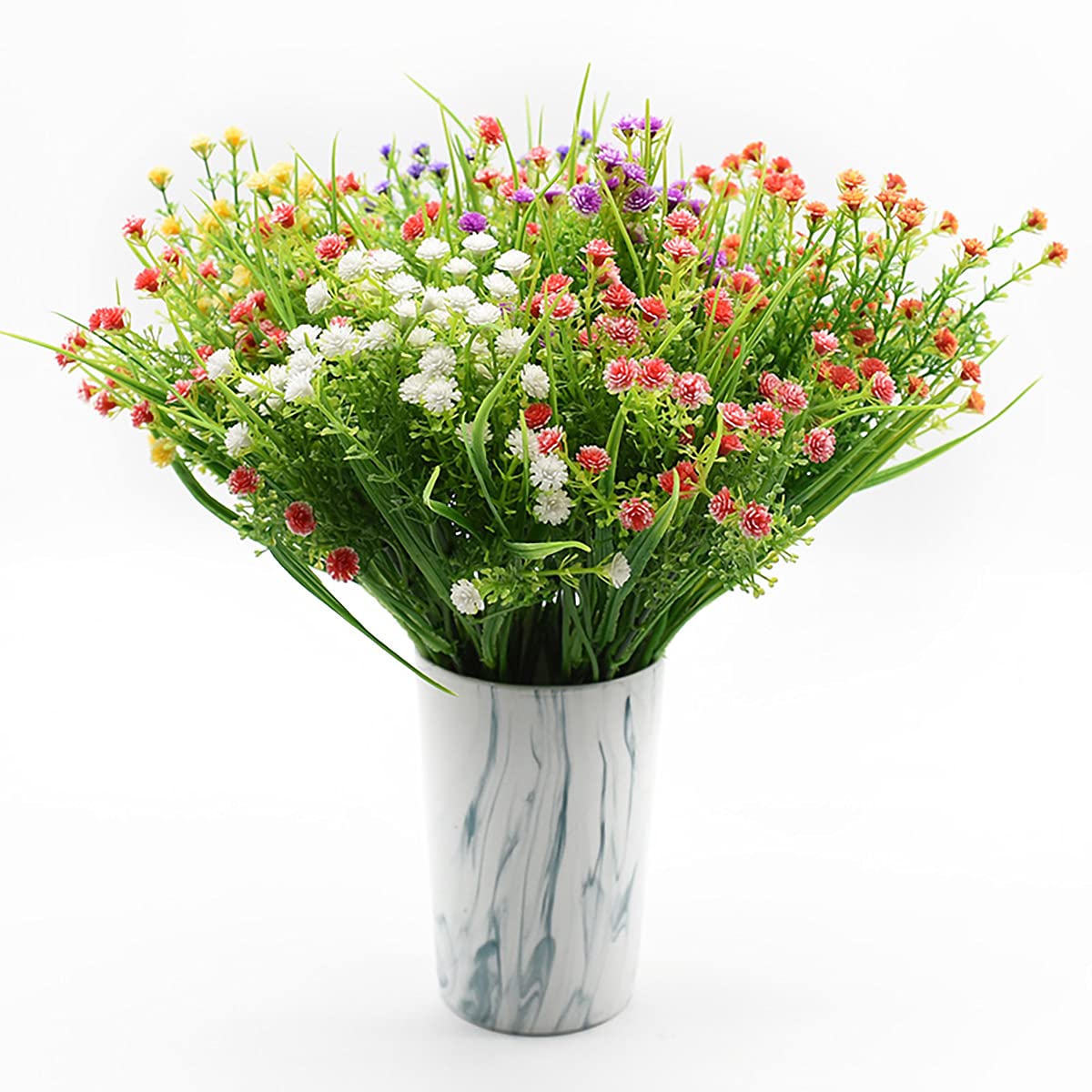 Queenbox 12.6 Inch Artificial Flowers Fake Plastic Plants - White Leaves Branches Bouquet for Wedding Centerpieces, Table Vase Decor, Home & Office Decorations | Perfect for Weddings, Parties, and Home Décor