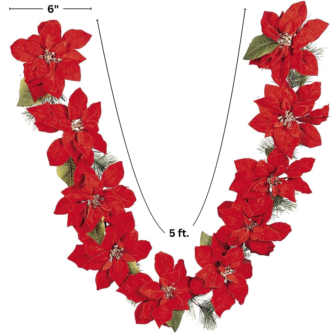 Poinsettia Garland Decor for Christmas & Home