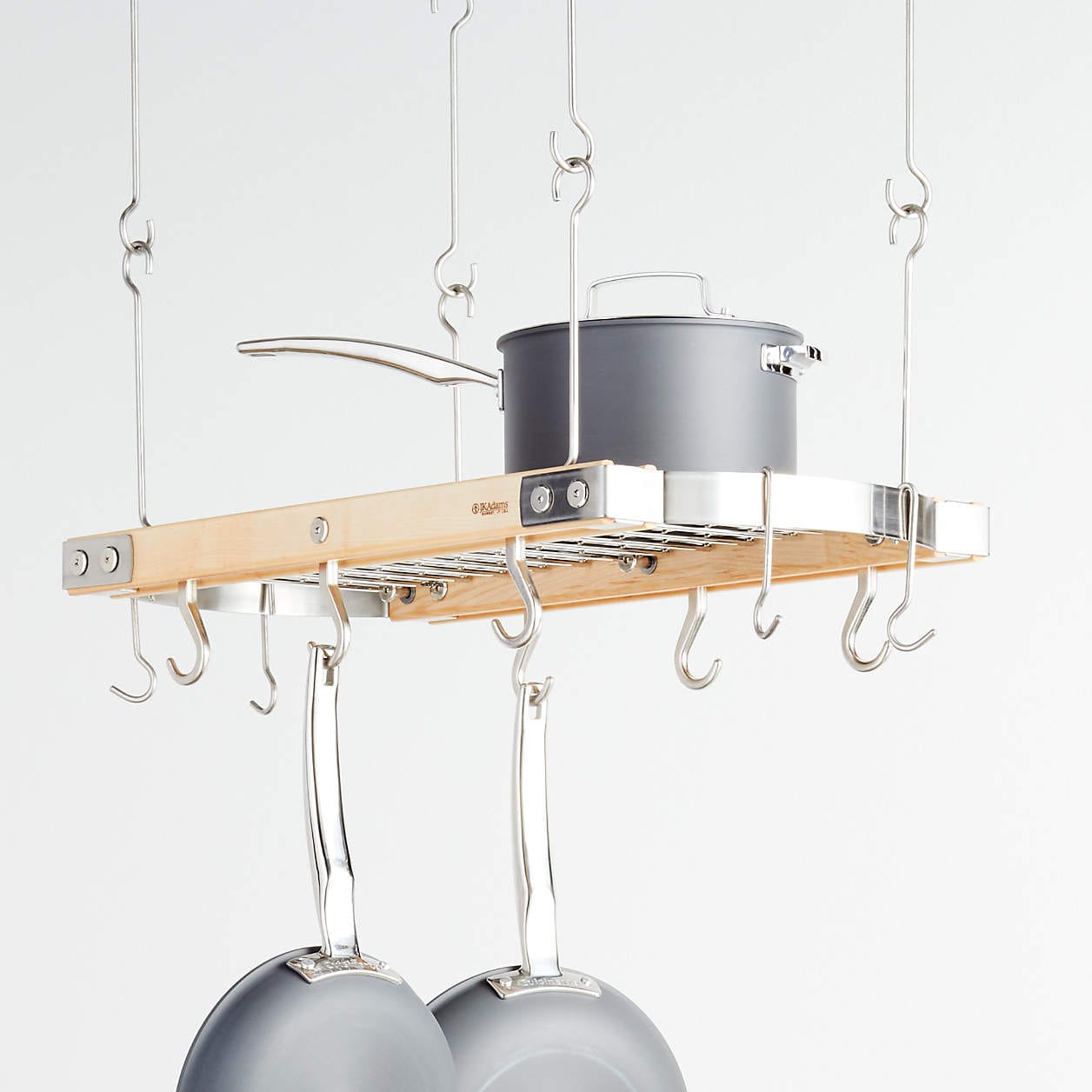 J.K. Adams Ceiling Pot Rack - Heavy Duty Kitchen Organizer for Pots & Pans - Perfect for Small Kitchens & Home Organization