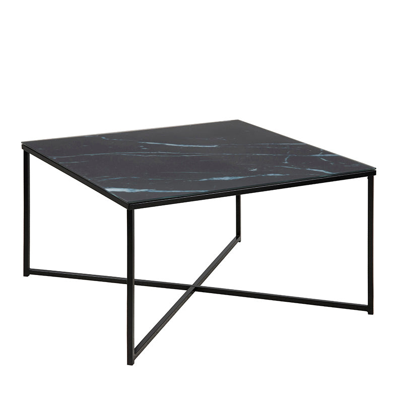 KOLINA 80cm Black Glass Coffee Table - Modern Living Room Centerpiece for Home Decor & Entertainment Spaces