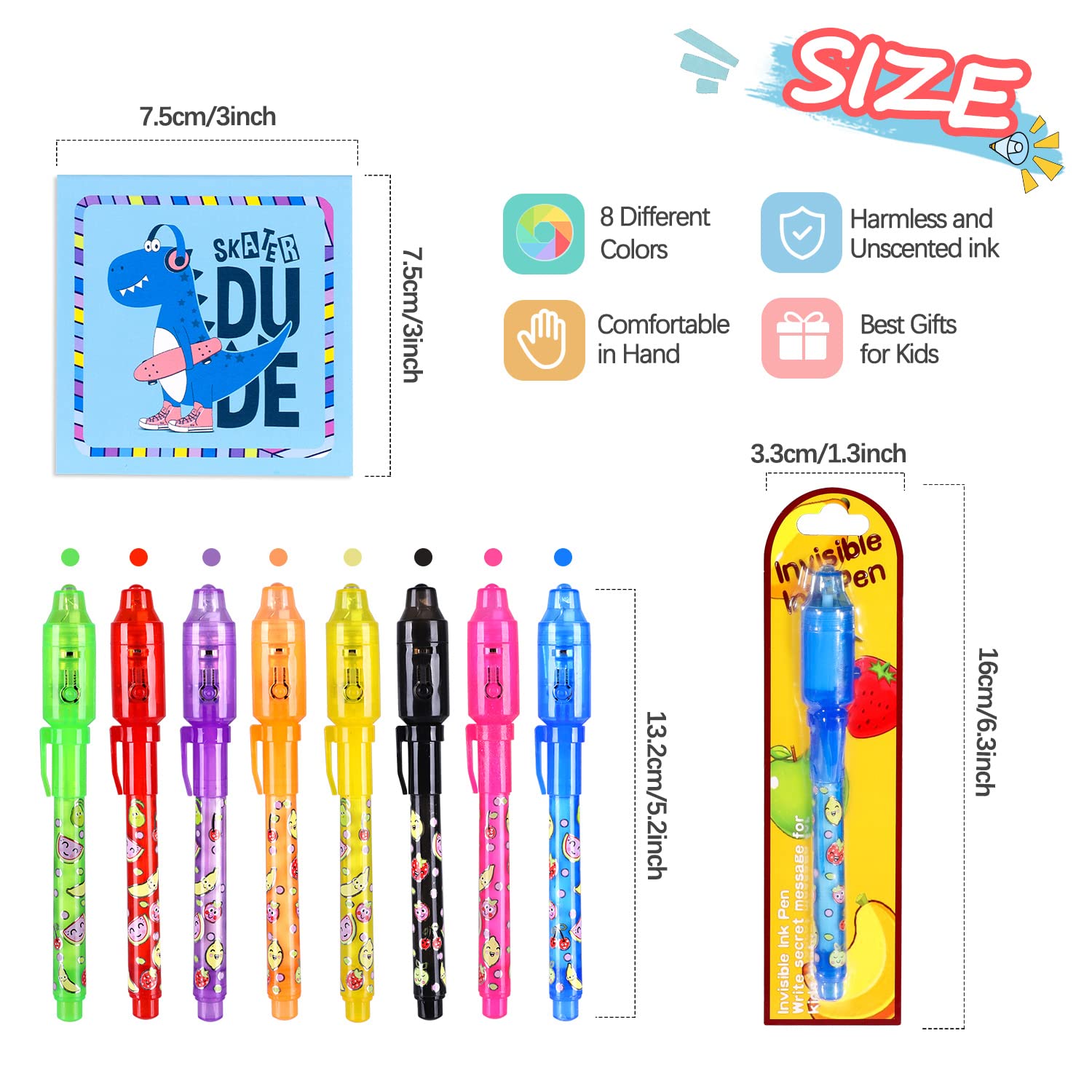 Invisible Ink Pen Set for Kids - Secret Message Magic Markers, Fun Party Favors & Outdoor Activity Toys for Boys & Girls Ages 6-12 - Perfect for Birthday Gifts, Spy Games & Creative Play (FP-SP-16-16A)