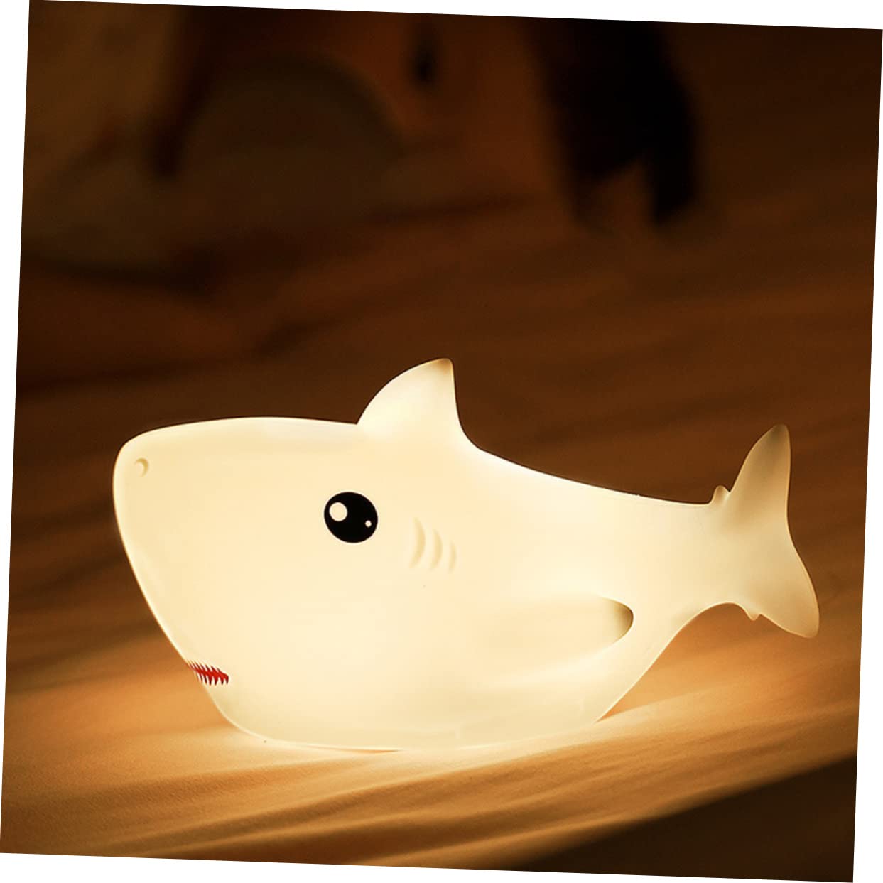 Angoily 3-Piece Shark Silicone Night Light Set - Wooden Base Ocean-Themed Desk Lamp for Kids Room, Nursery Decor & Bedside Nightlight | Perfect for Baby Bedrooms, Children's Study Areas & Coastal-Themed Home Decor