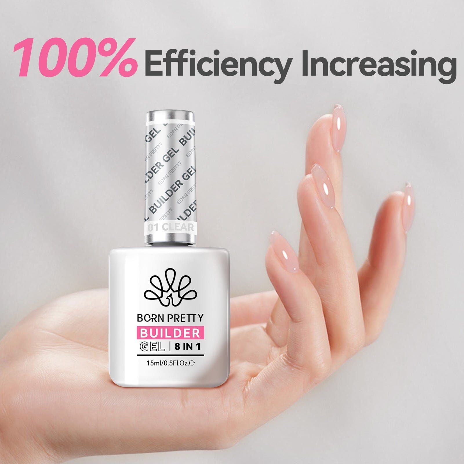 Clear 8 in 1 Builder Gel BG01 15ml - Professional Nail Strengthening & Extension Gel for DIY Manicures at Home or Salon Use