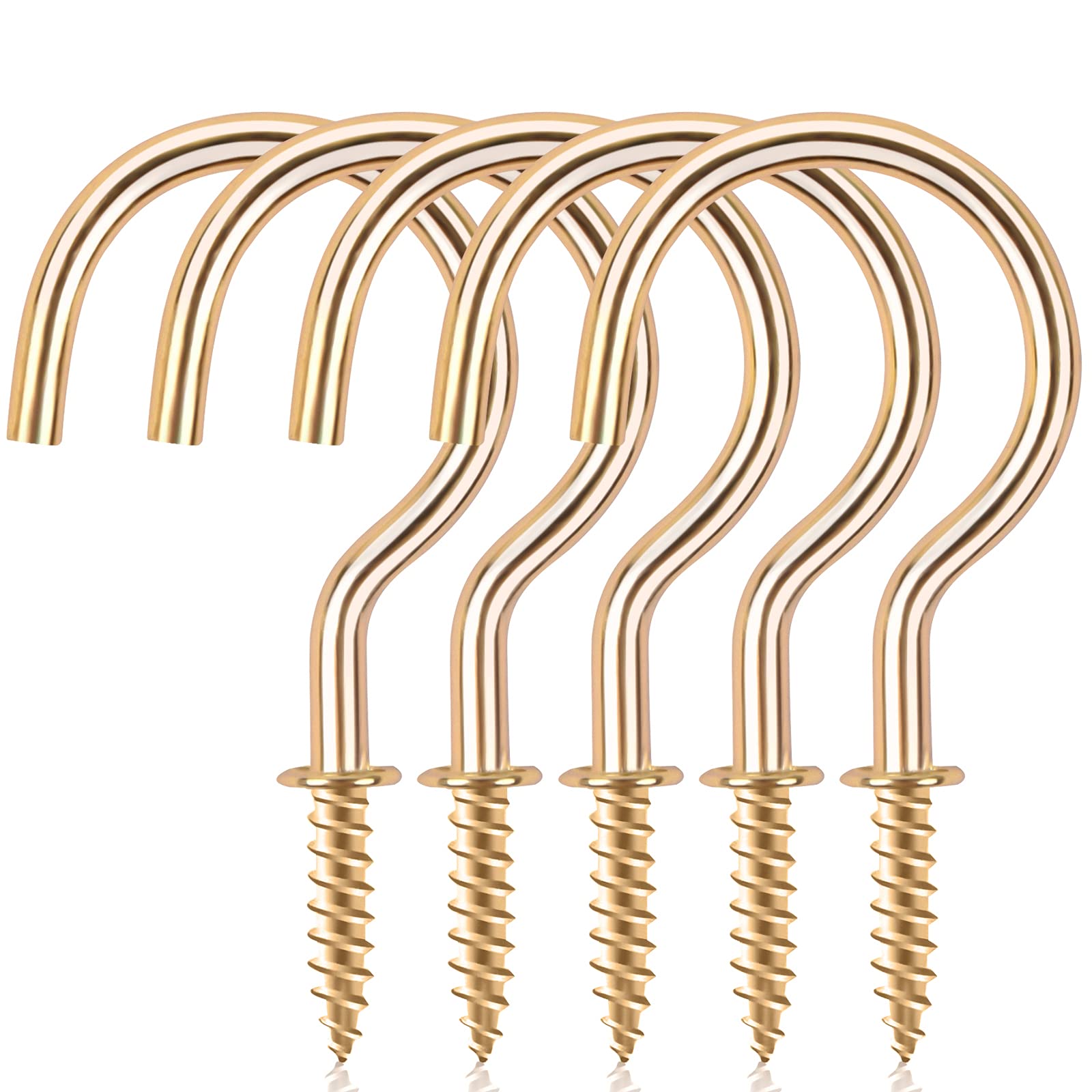 1 Inch Gold Cup Screw Hooks - 100 Pack Heavy Duty Metal Ceiling Hooks for Plants, Wind Chimes & Kitchen Use - Indoor Outdoor Hanging Hooks for Home, Garden & DIY Projects
