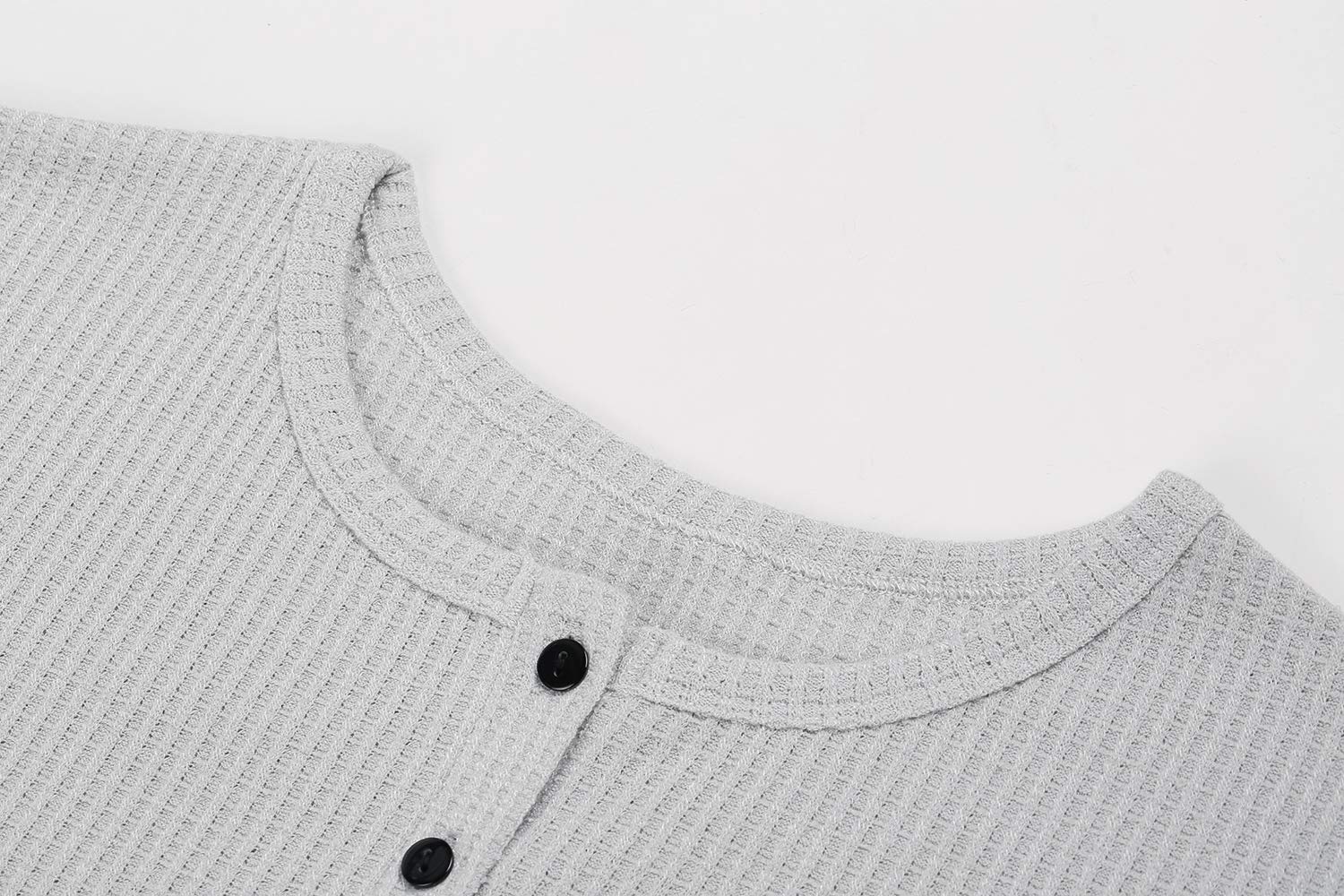 Women's V-Neck Henley Long Sleeve Shirt - Soft Waffle Knit Button Down Top for Casual Wear & Layering - Perfect for Fall, Winter & Outdoor Activities