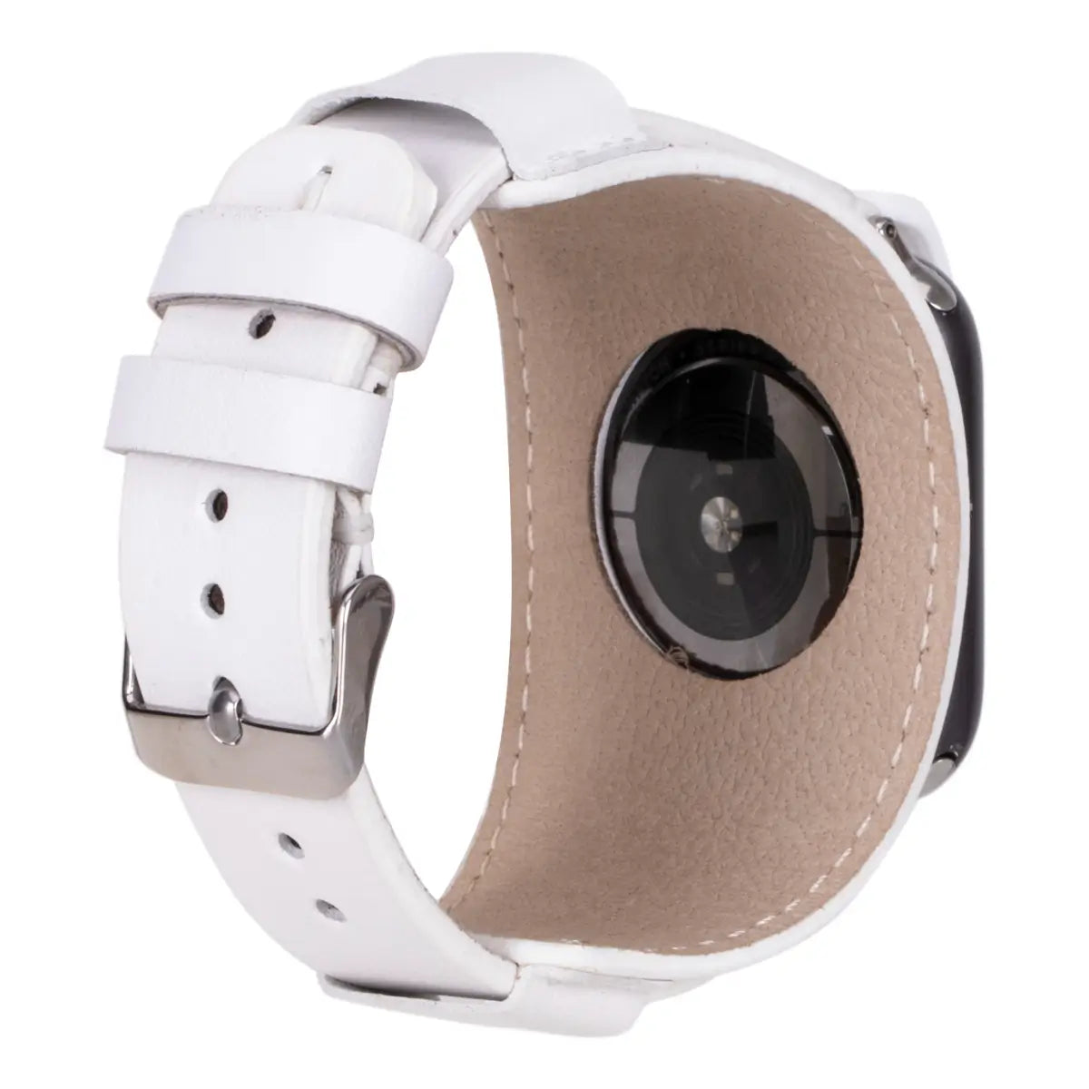 Premium White Leather Cuff Strap for Apple Watch - Elegant & Durable Replacement Band for Work, Gym & Everyday Wear