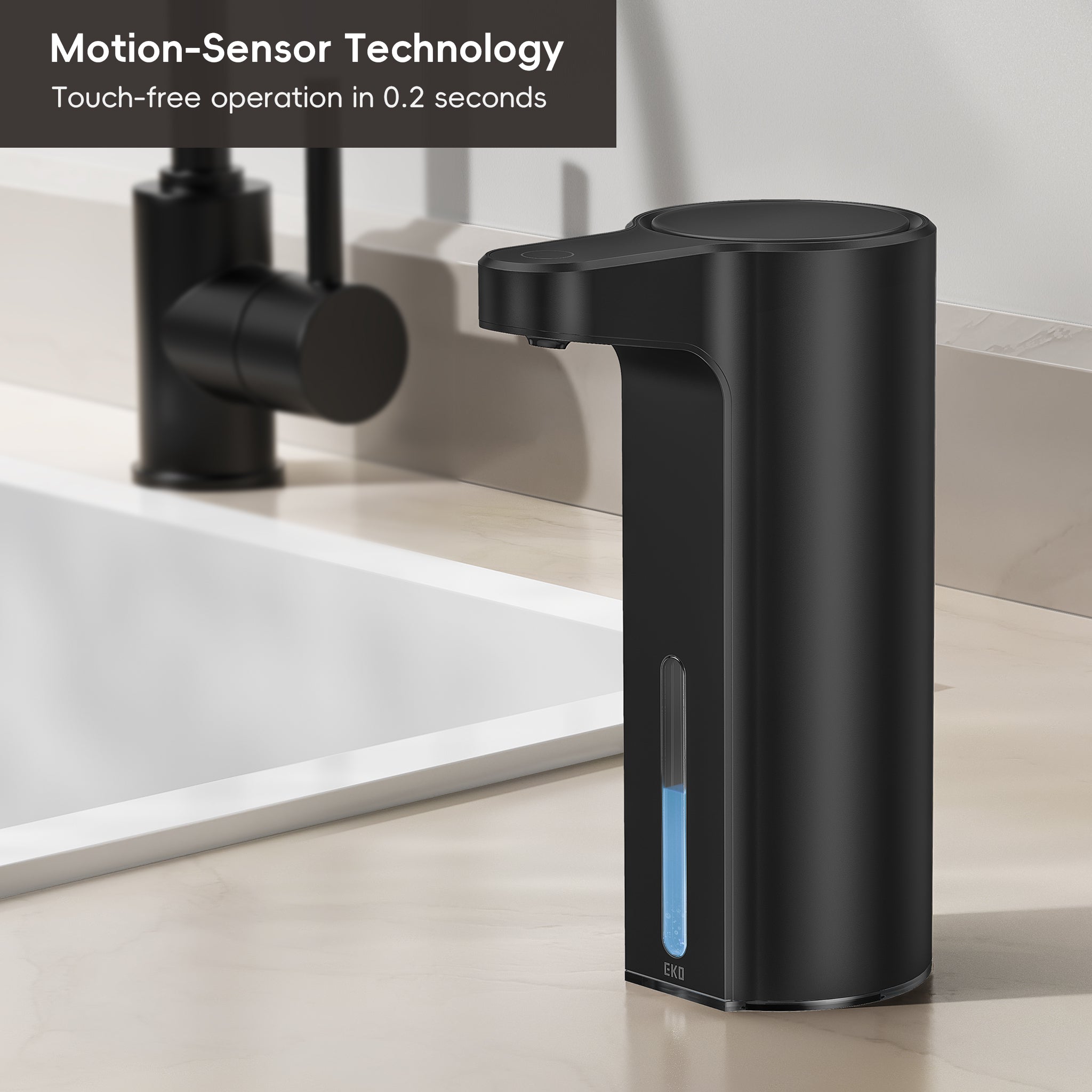 Automatic Smart Liquid Soap Dispenser - Touchless Matte Black for Kitchen, Bathroom & Office | Aroma Refillable Sensor Soap Dispenser