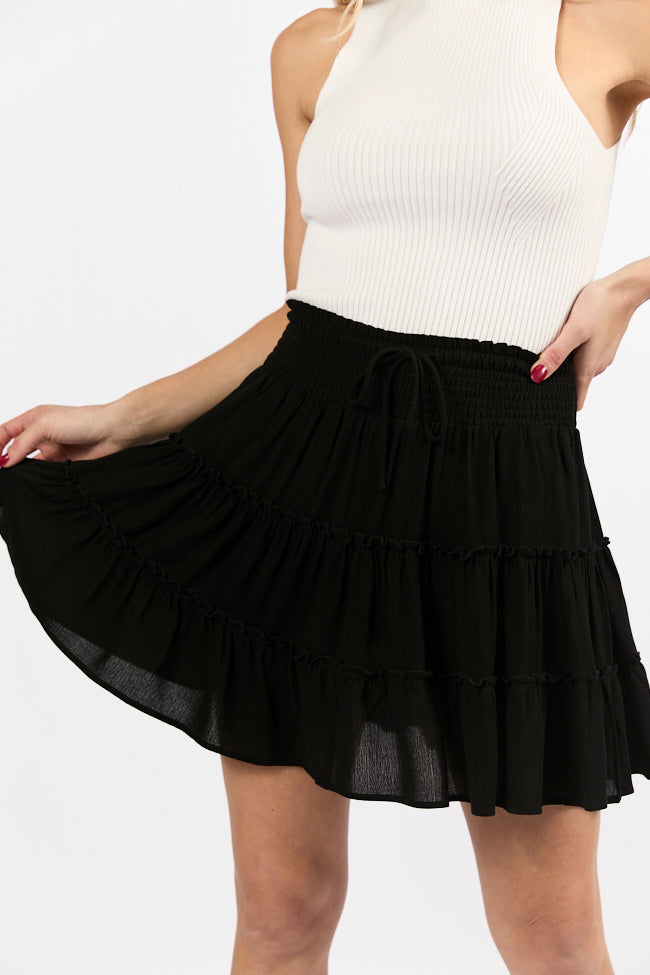 Through The Garden Black Solid Mini Skort for Women - High Waist Stretchy Tennis Skirt with Shorts - Perfect for Running, Yoga, and Casual Wear