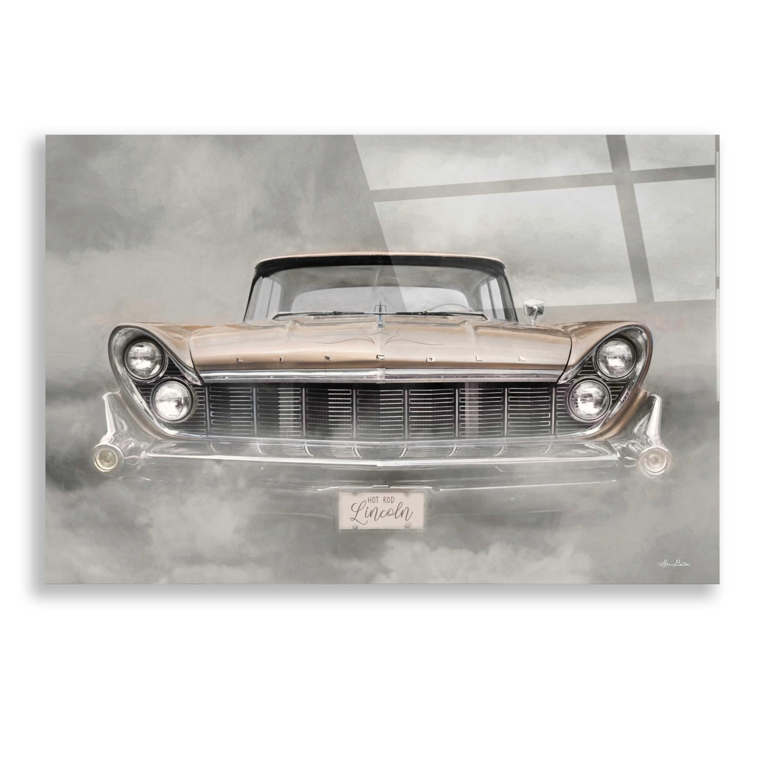 Epic 'Hot Rod Lincoln' Acrylic Glass Wall Art by Lori Deiter - 24x16 Inches Vintage Car Painting - Perfect for Man Cave, Garage Decor & Automotive Enthusiast Gifts