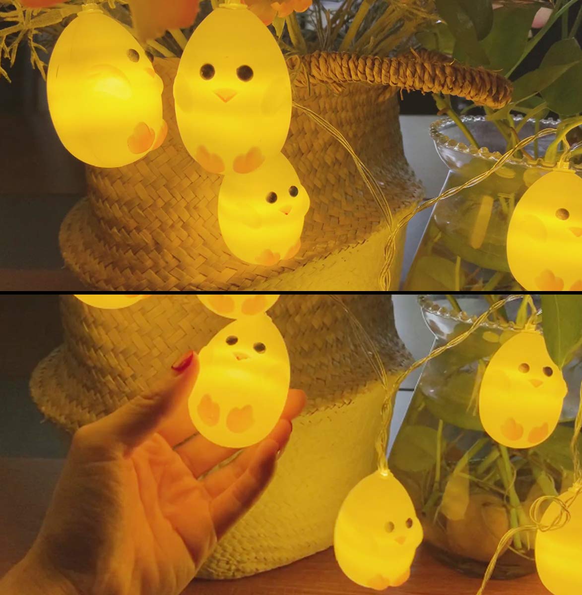 Cute Little Yellow Chicken String Lights - 10 LED Battery Operated 4.9ft Easter Decor for Home, Party, Birthday, Camping & Kids Bedroom | Perfect for Easter Decorations, Nursery Lighting & Outdoor Camping Ambience