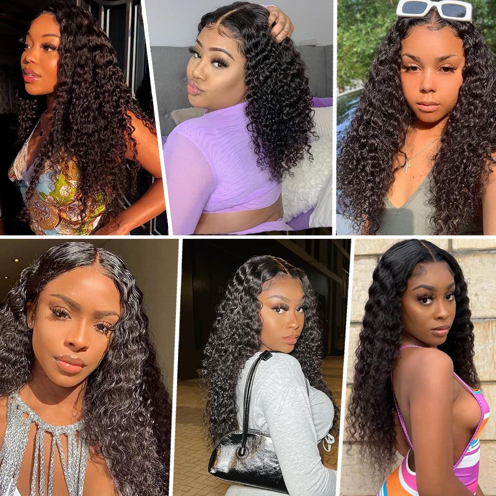 Deep Wave HD Transparent Lace Front Wig - 180% Density 4X4 Glueless Human Hair Wig with Baby Hair for Black Women | Natural Color 18 Inch | Perfect for Daily Wear, Parties & Special Occasions